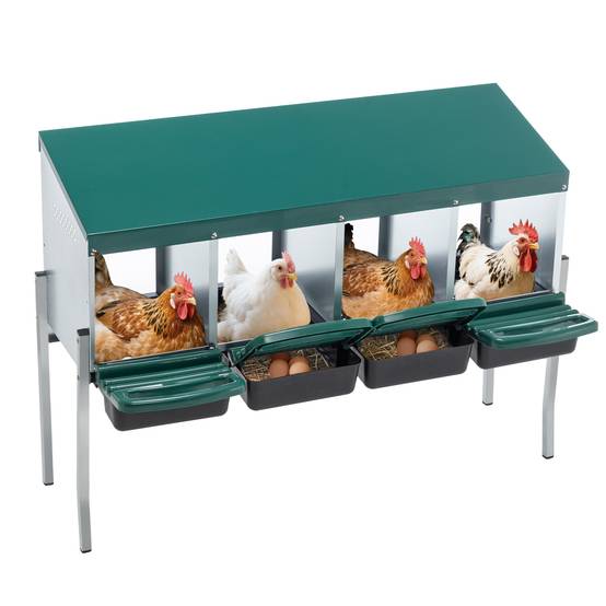 Pondoir 4 compartiments acier galvanisé pour poules collecte facile 107x33x81cm vert - ComfortXL Outdoor Living - Image 8