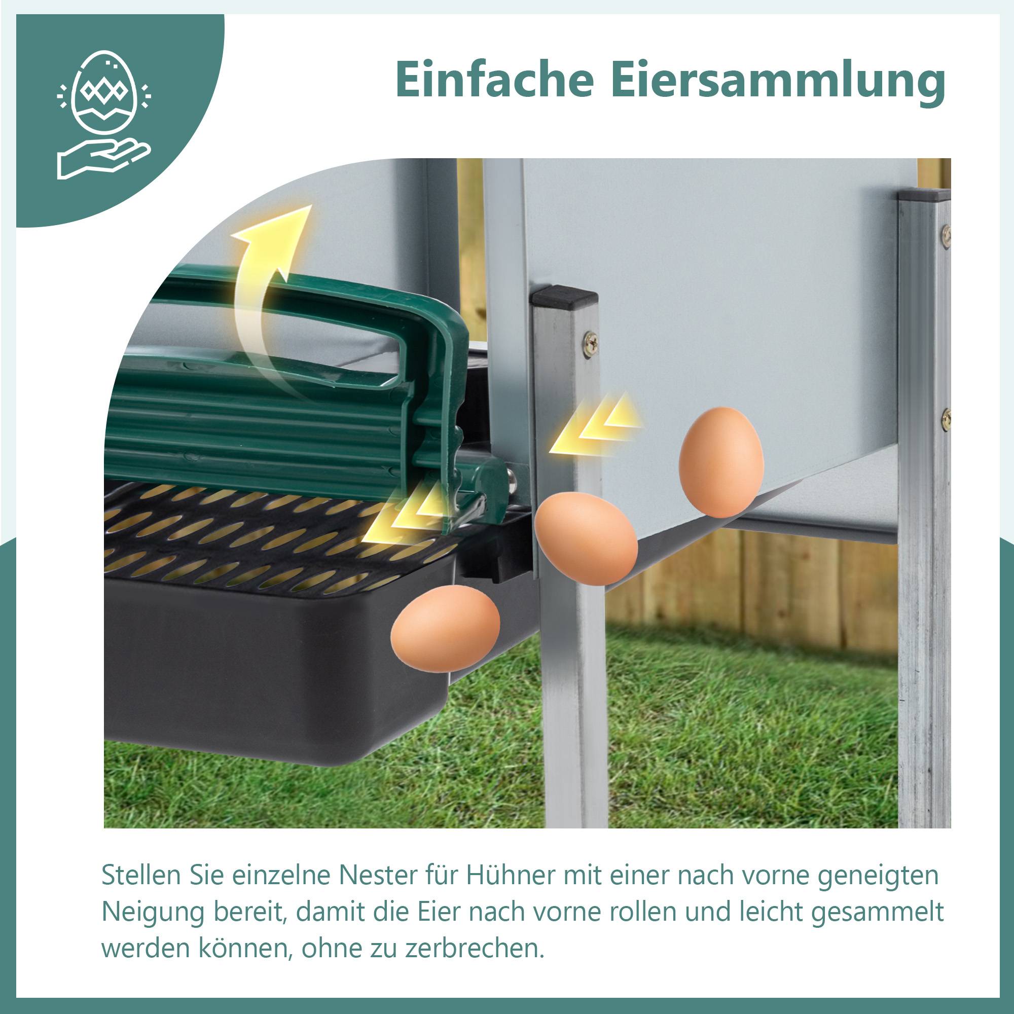Pondoir 4 compartiments acier galvanisé pour poules collecte facile 107x33x81cm vert - ComfortXL Outdoor Living - Image 3