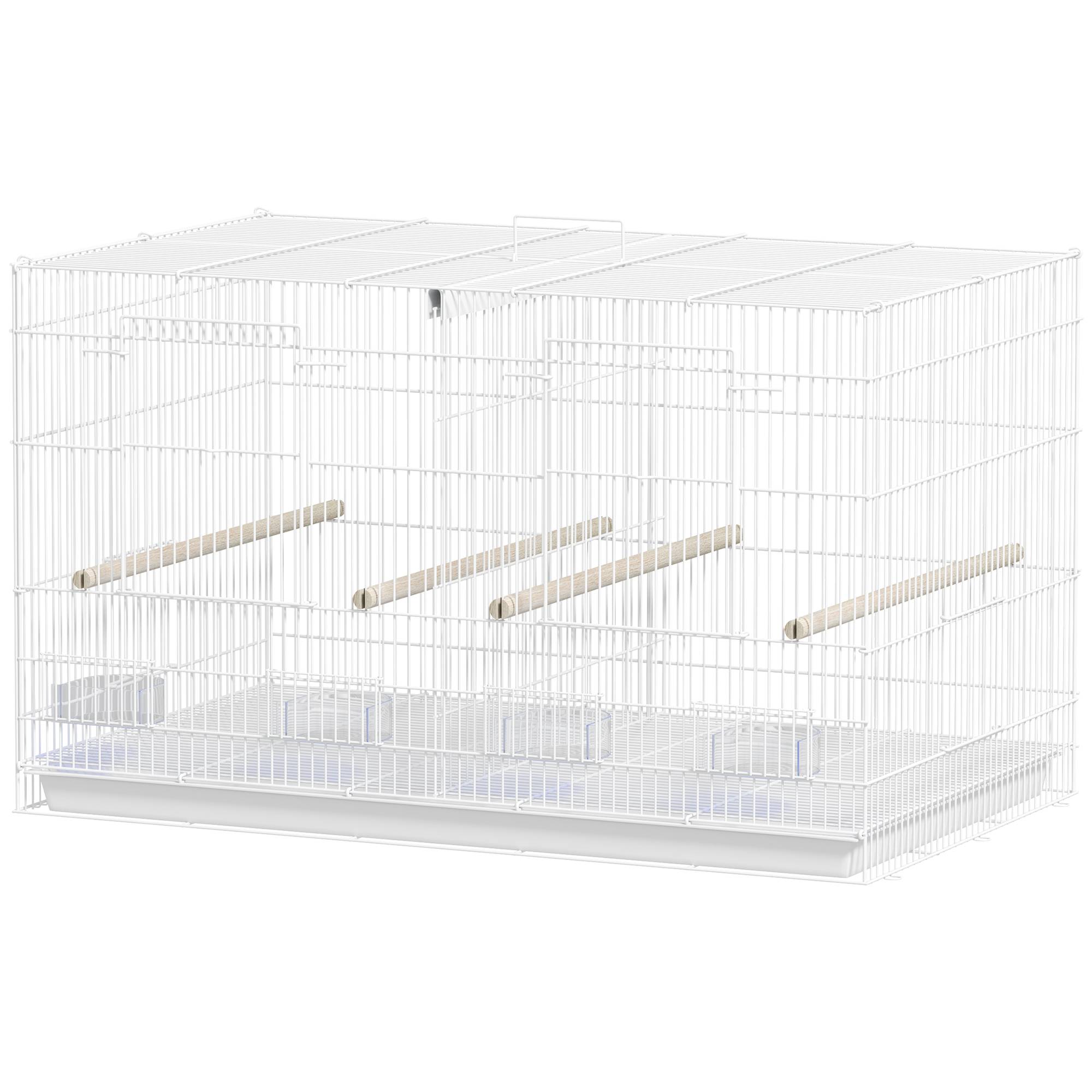 ComfortXL - Cage à oiseaux acier blanc 76x46x46 cm volière intérieure séparateur amovible - ComfortXL Outdoor Living