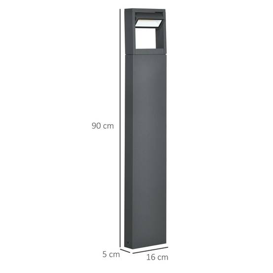 Borne de jardin LED aluminium gris foncé 16 x 5 x 90 cm - PANGIVO - Image 5
