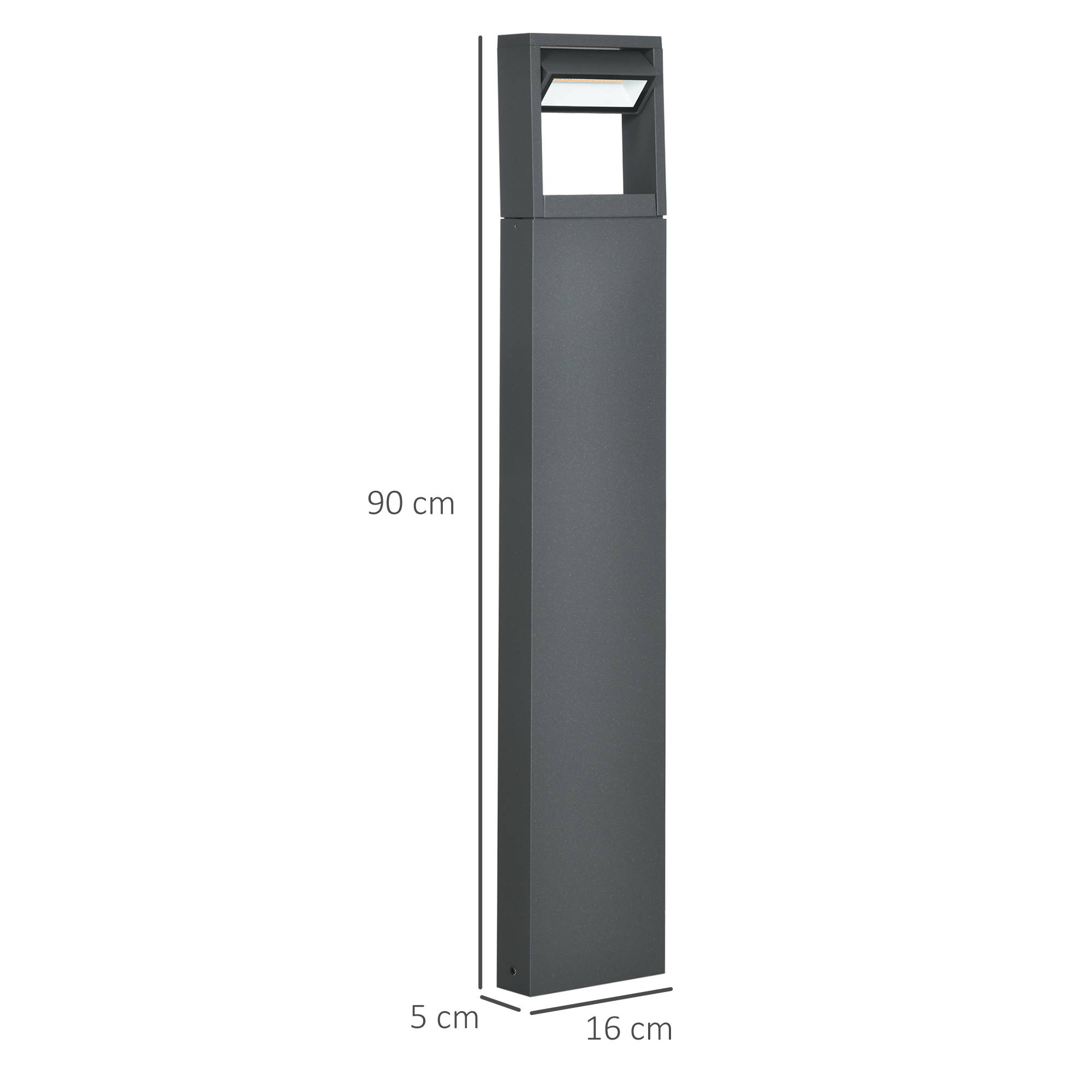 Borne de jardin LED aluminium gris foncé 16 x 5 x 90 cm - PANGIVO - Image 5