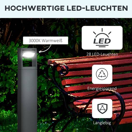Borne de jardin LED aluminium gris foncé 16 x 5 x 90 cm - PANGIVO - Image 6