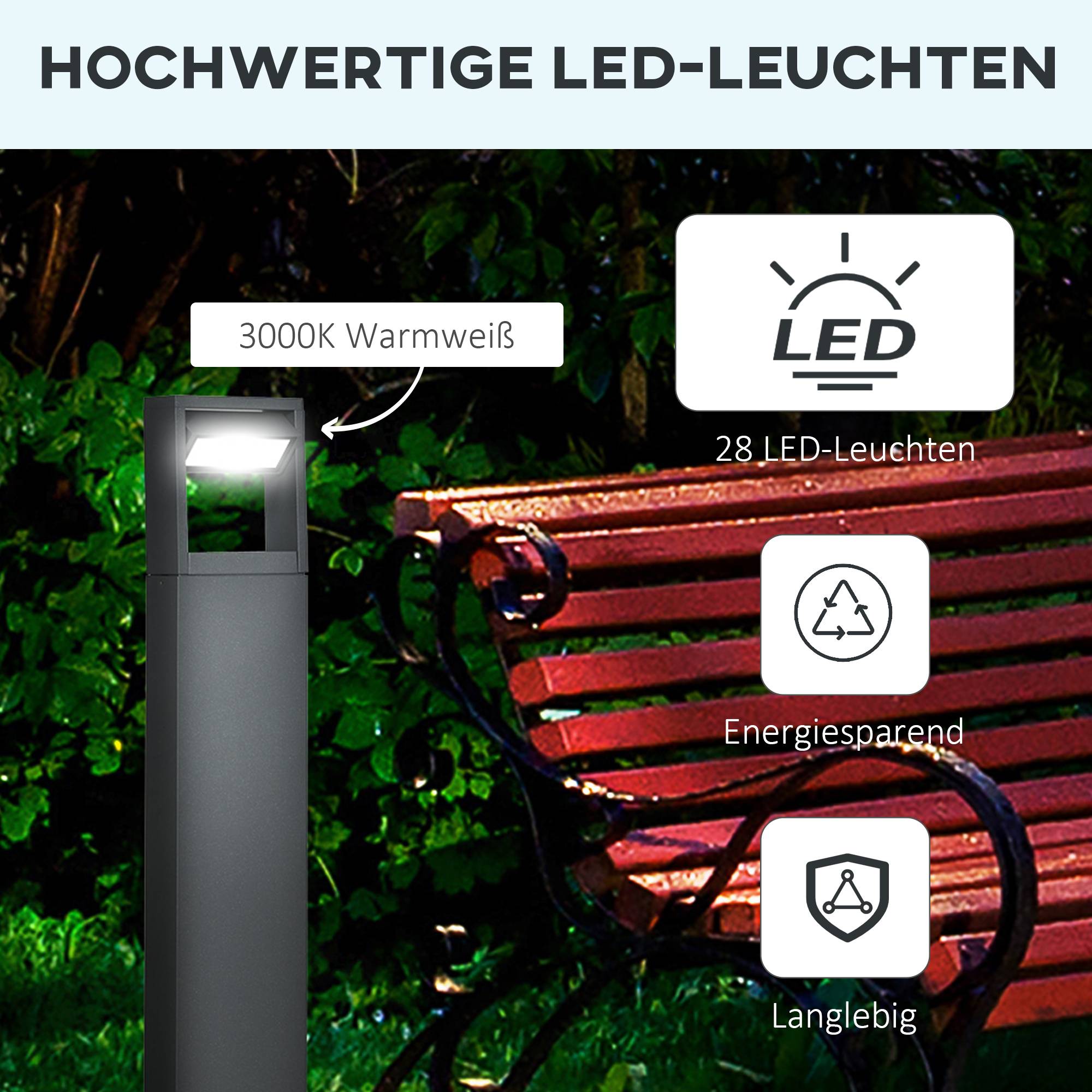 Borne de jardin LED aluminium gris foncé 16 x 5 x 90 cm - PANGIVO - Image 6