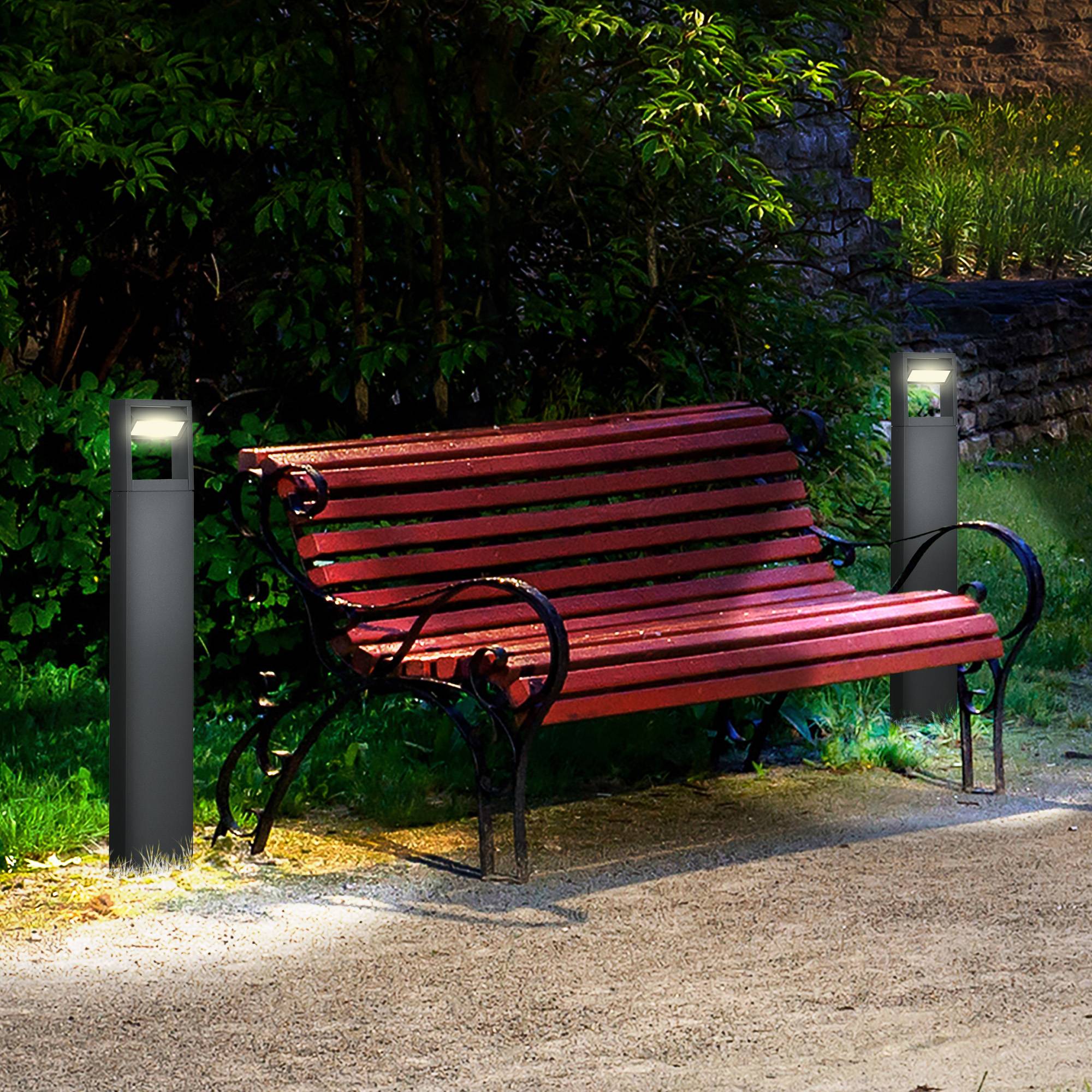 Borne de jardin LED aluminium gris foncé 16 x 5 x 90 cm - PANGIVO - Image 3