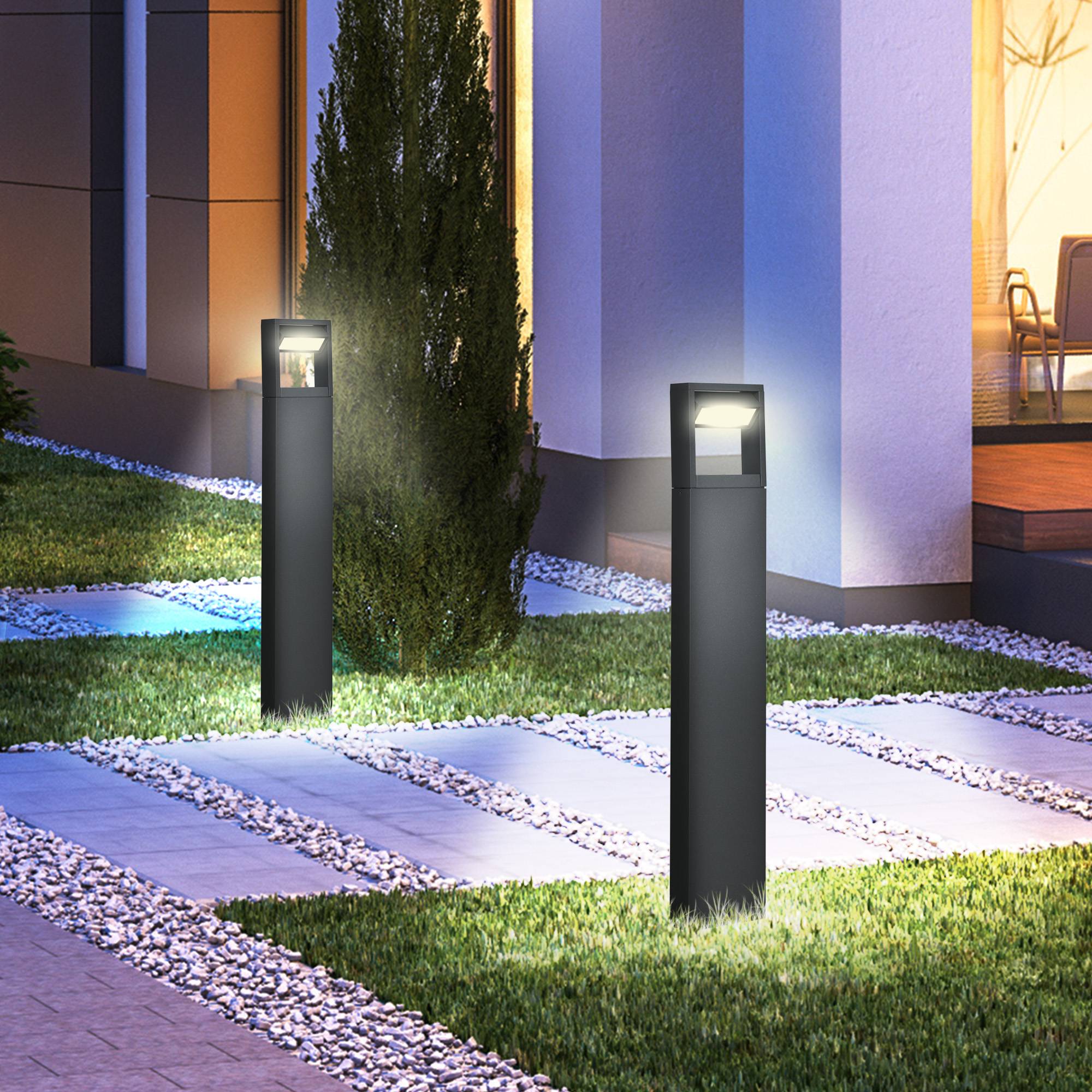 Borne de jardin LED aluminium gris foncé 16 x 5 x 90 cm - PANGIVO - Image 4