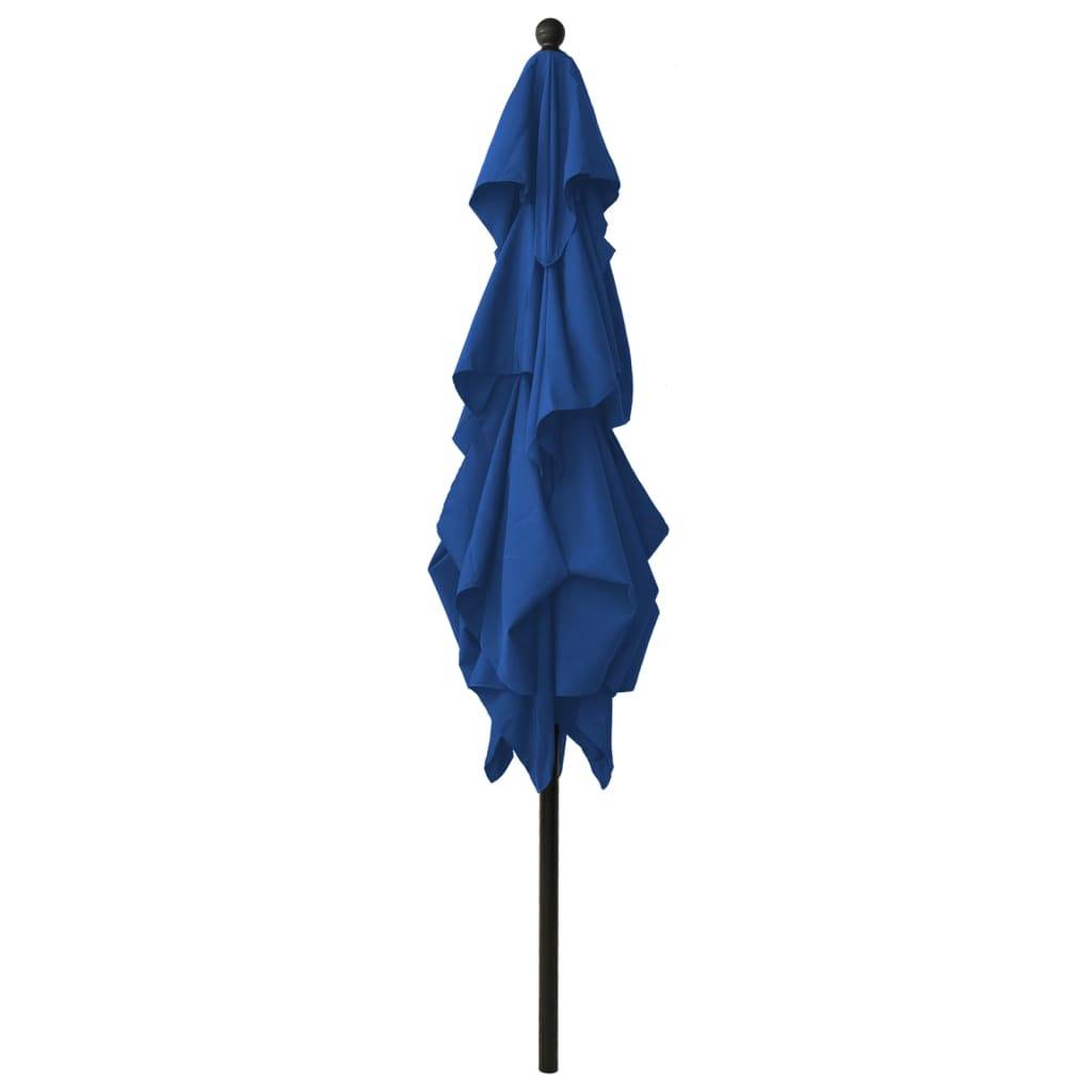 Helloshop26 - Parasol à 3 niveaux avec mât en aluminium 2,5 x 2,5 m bleu azuré - Imagen 3