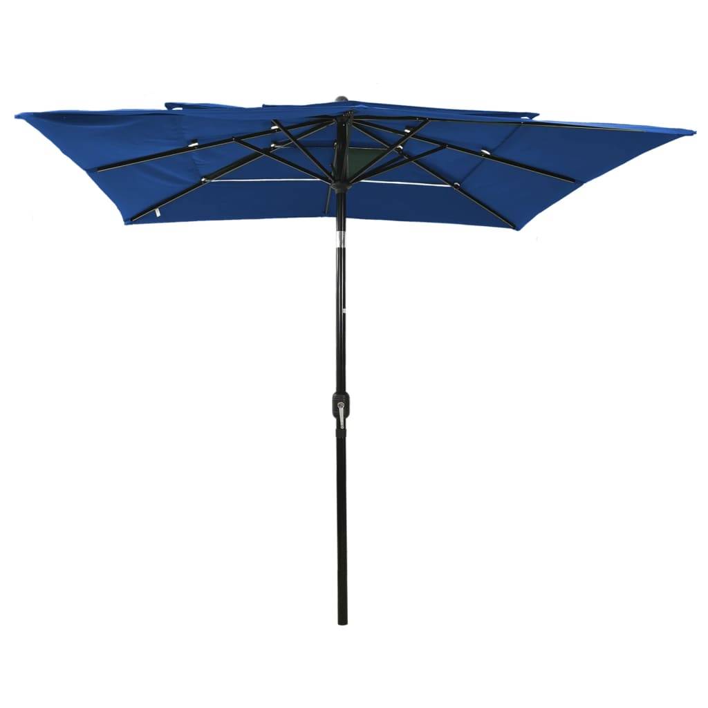 Helloshop26 - Parasol à 3 niveaux avec mât en aluminium 2,5 x 2,5 m bleu azuré - Imagen 1