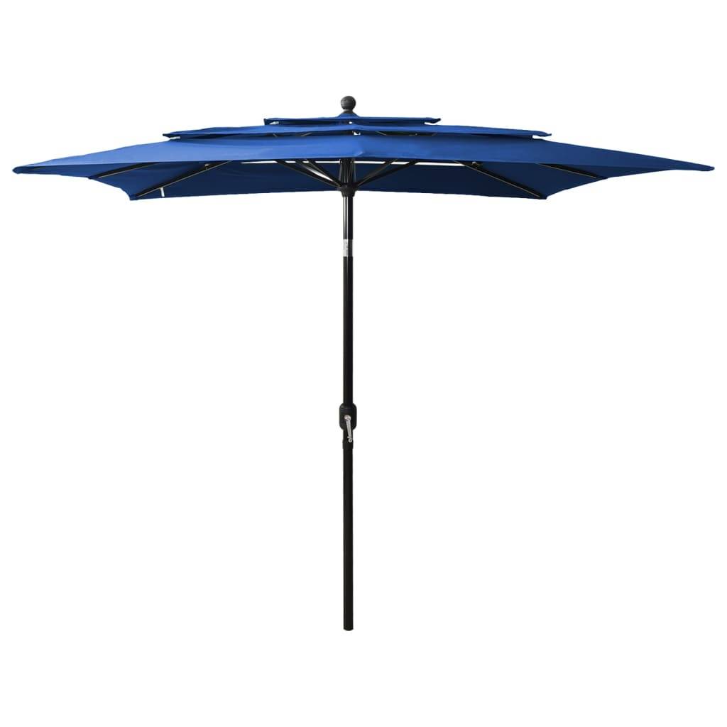 Helloshop26 - Parasol à 3 niveaux avec mât en aluminium 2,5 x 2,5 m bleu azuré - Imagen 2