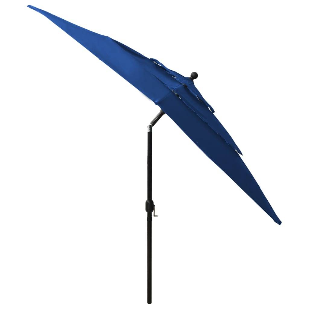 Helloshop26 - Parasol à 3 niveaux avec mât en aluminium 2,5 x 2,5 m bleu azuré - Imagen 4