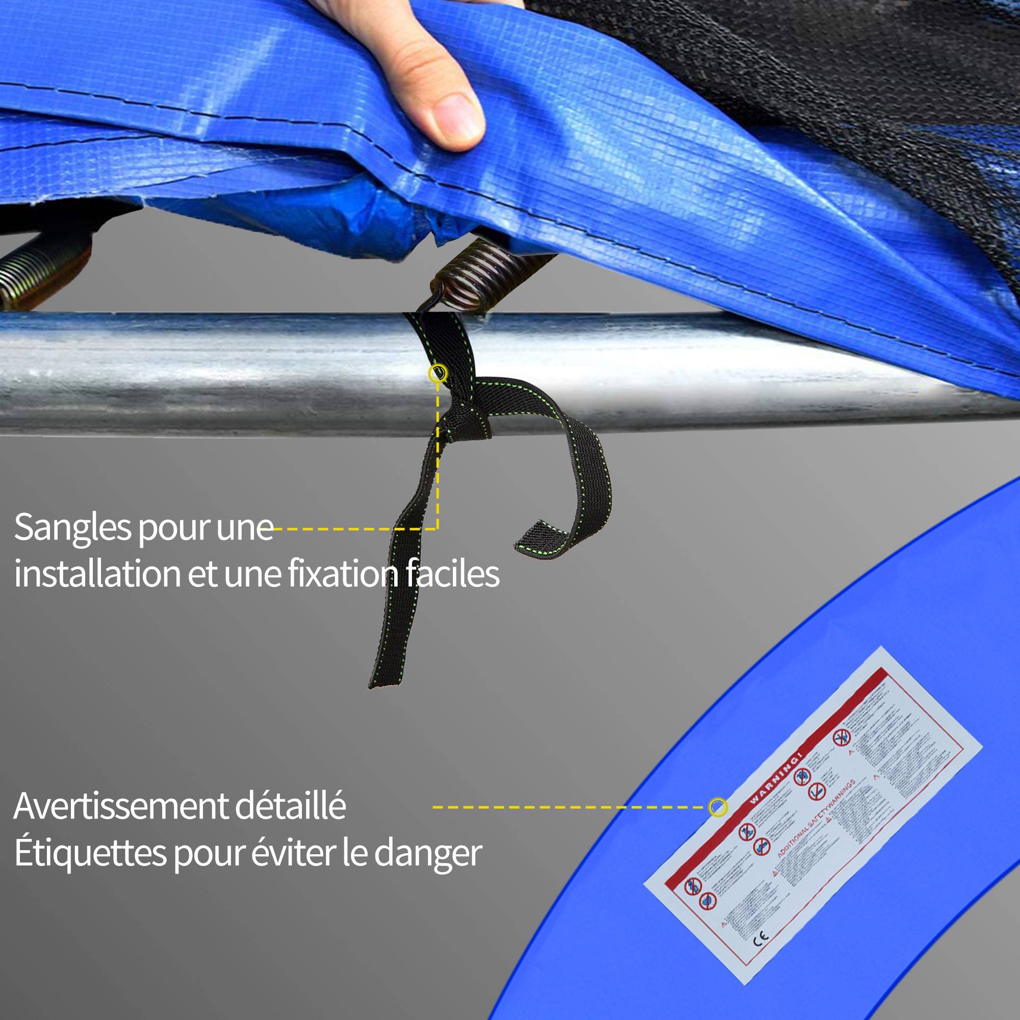 Homcom - Couvre-ressort trampoline Ø 366 cm PVC PE haute densité rembourrage 15 mm bleu - HOMCOM - Imagen 6