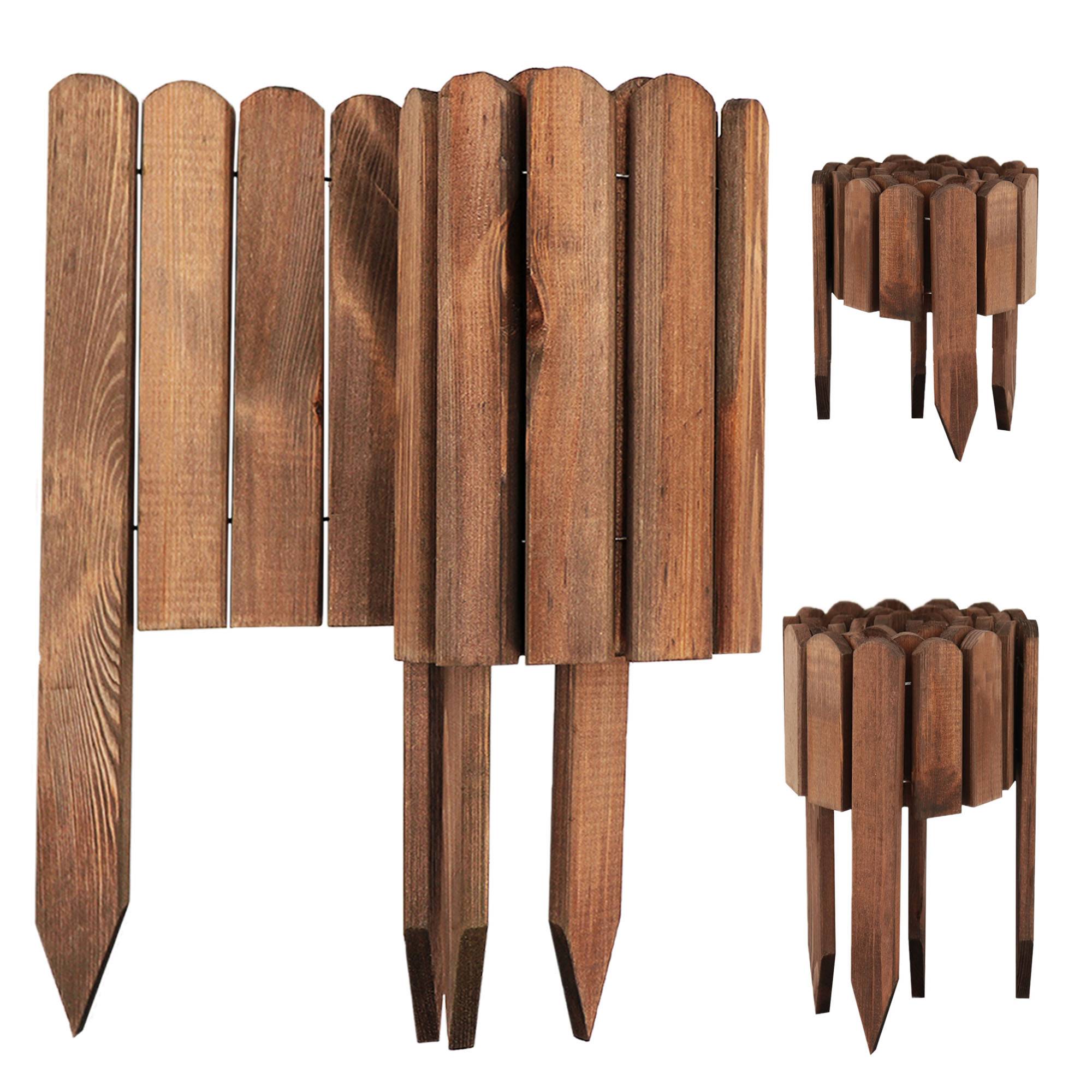 3x Clôture bois rouleau Marron 10x200 cm – Bordure jardin flexible, délimitation pelouse, massif, allée - Image 2