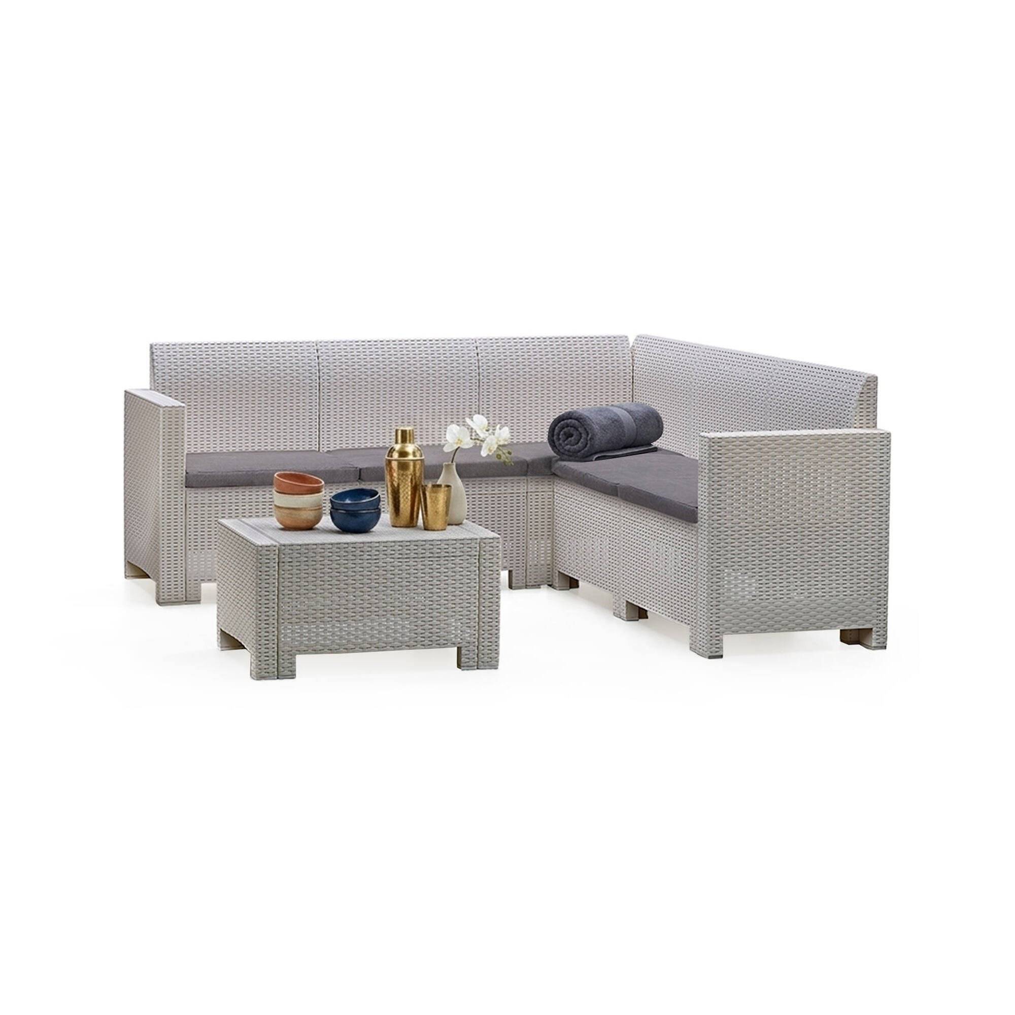 Dmora - Set salon d'extérieur Eris, Salon d'extérieur, Kit terrasse ou jardin, Composition d'un salon d'extérieur, Made in Italy, Blanc - Imagen 1