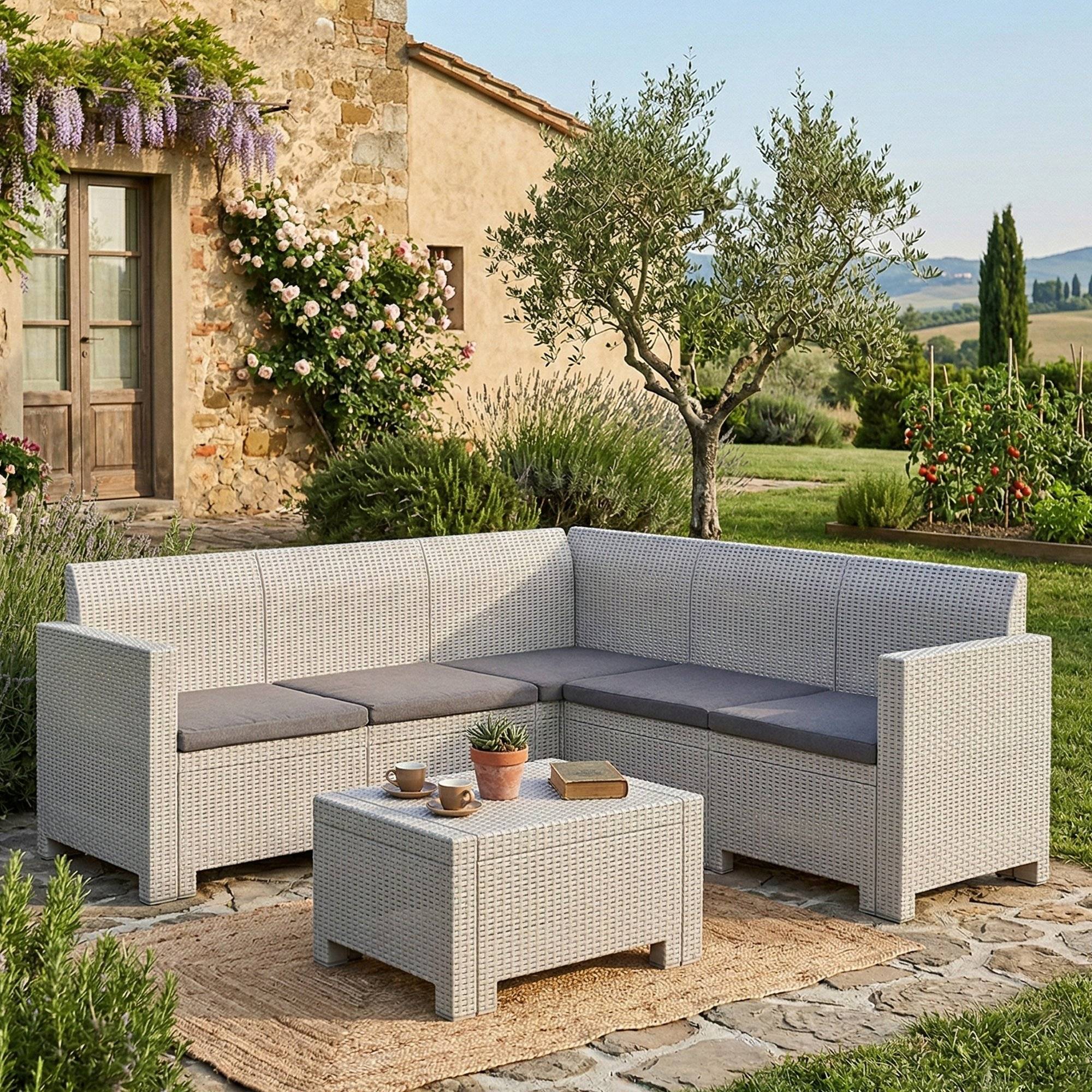 Dmora - Set salon d'extérieur Eris, Salon d'extérieur, Kit terrasse ou jardin, Composition d'un salon d'extérieur, Made in Italy, Blanc - Imagen 2