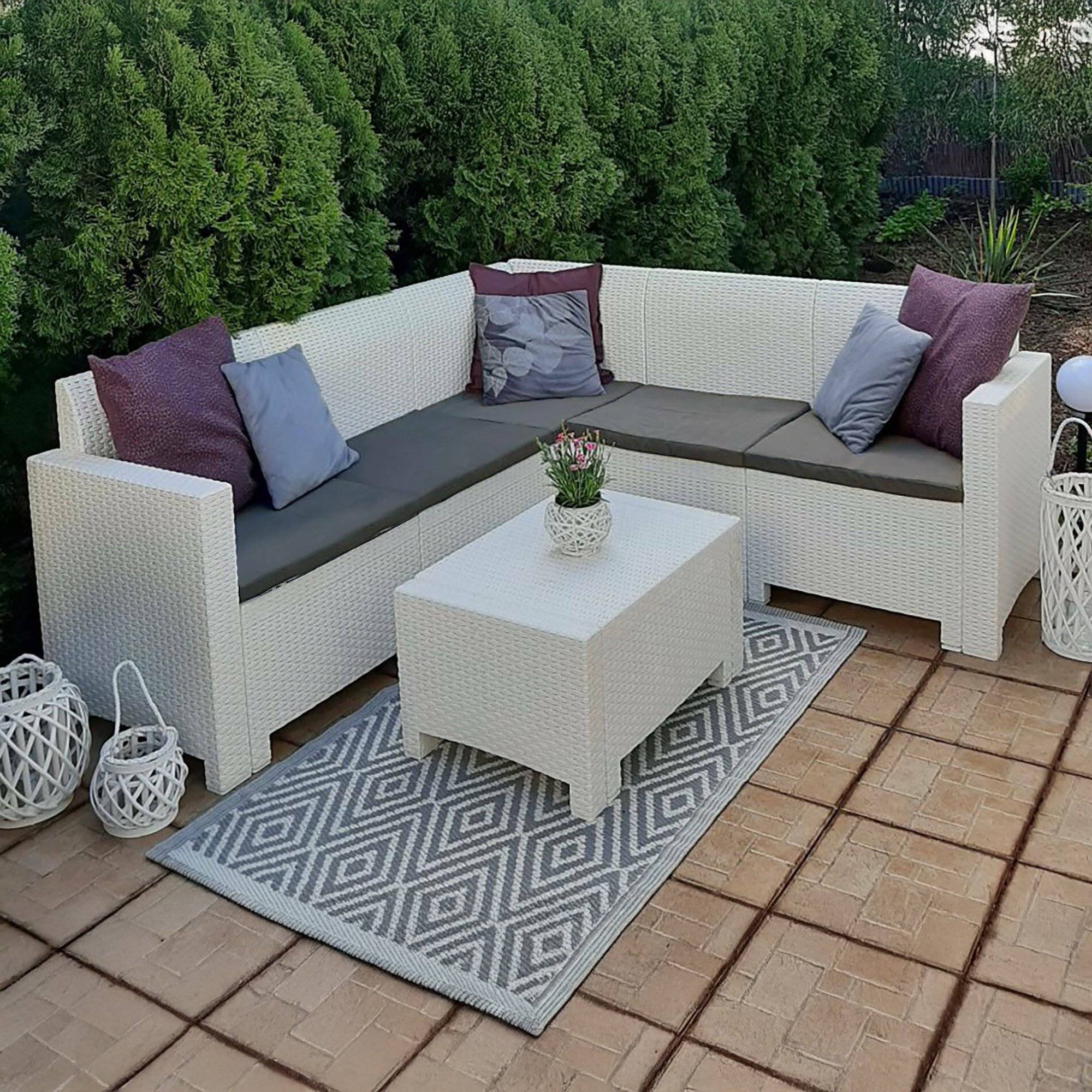 Dmora - Set salon d'extérieur Eris, Salon d'extérieur, Kit terrasse ou jardin, Composition d'un salon d'extérieur, Made in Italy, Blanc - Imagen 4