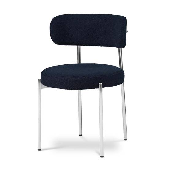 Sicaan Lot de 2 chaises bouclettes style contemporain NOVA bleu nuit - Image 5