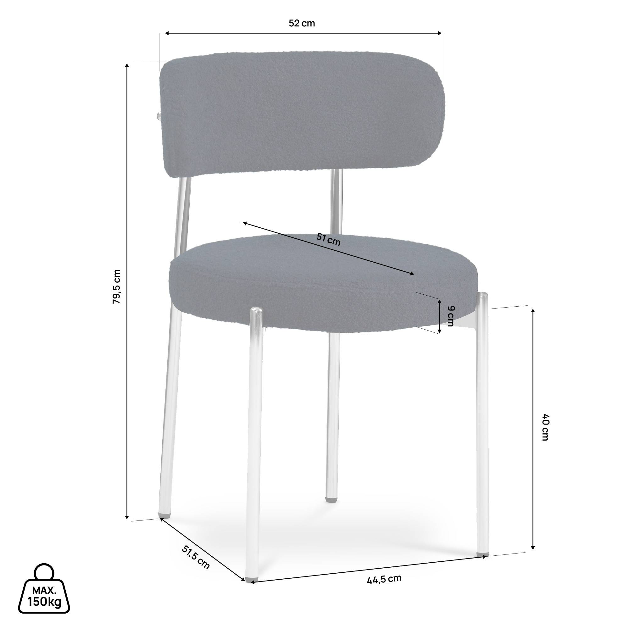 Sicaan Lot de 2 chaises bouclettes style contemporain NOVA bleu nuit - Image 2
