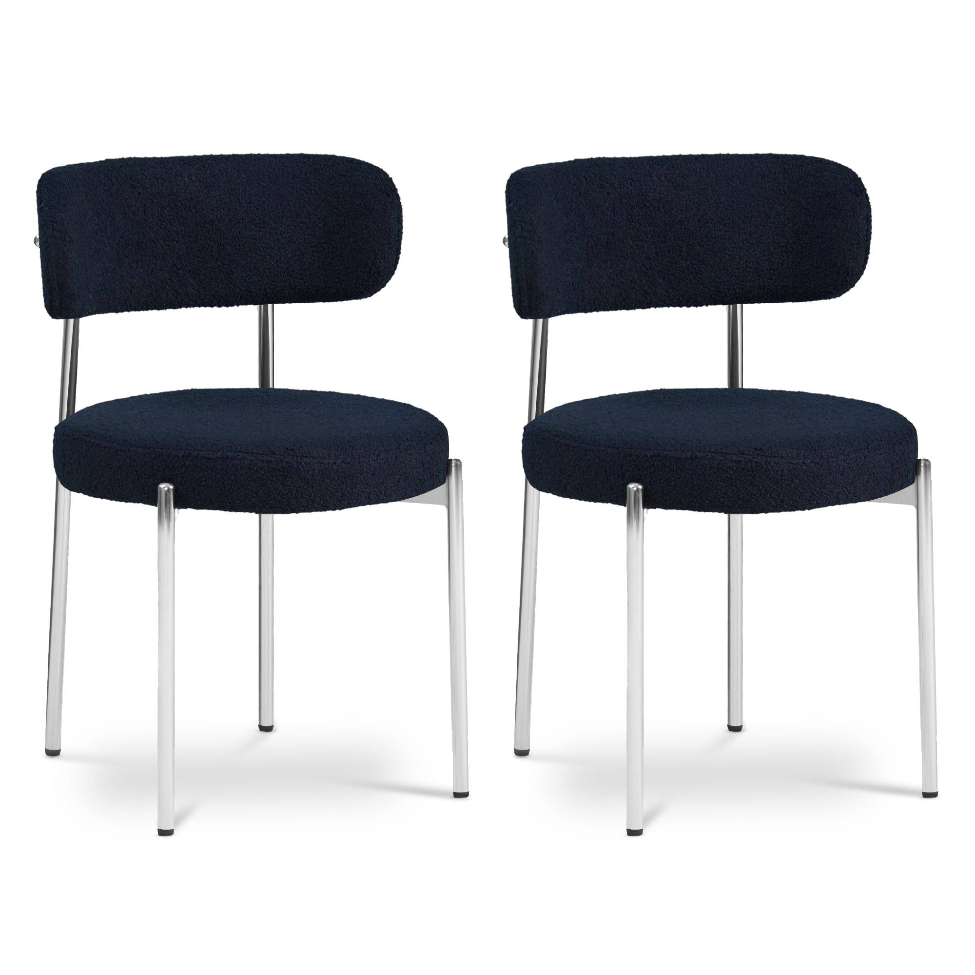 Sicaan Lot de 2 chaises bouclettes style contemporain NOVA bleu nuit - Image 1