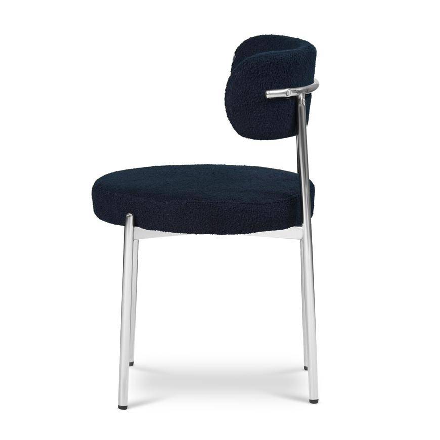 Sicaan Lot de 2 chaises bouclettes style contemporain NOVA bleu nuit - Image 6