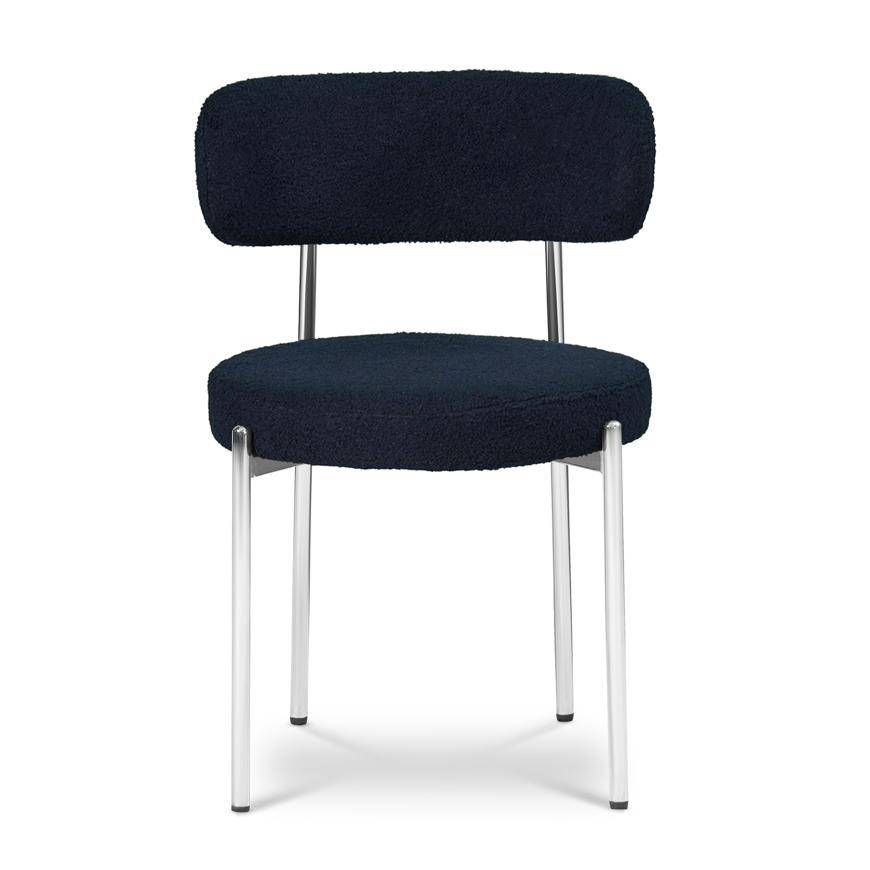 Sicaan Lot de 2 chaises bouclettes style contemporain NOVA bleu nuit - Image 4