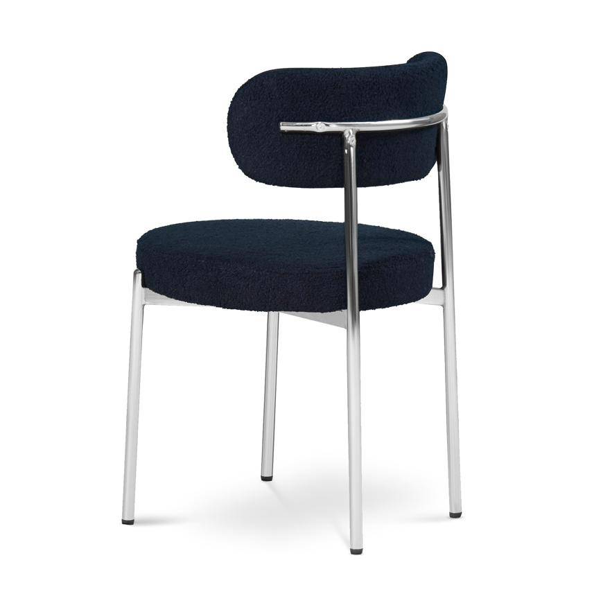 Sicaan Lot de 2 chaises bouclettes style contemporain NOVA bleu nuit - Image 8