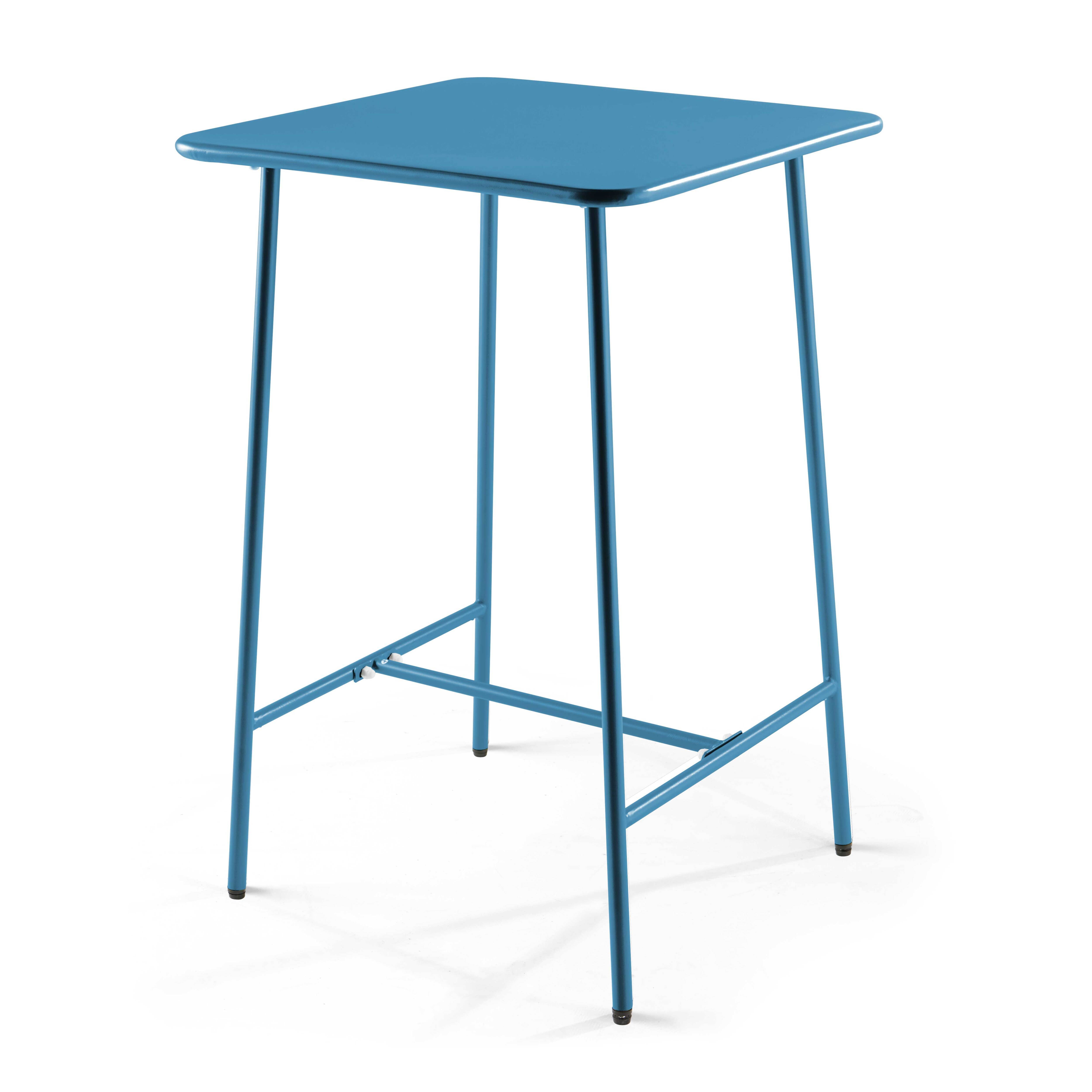 Oviala - Ensemble table de bar et 2 chaises hautes en métal bleu pacific Palavas - Oviala - Imagen 6