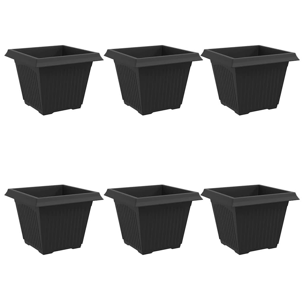 ComfortXL - Lot de 6 Grands Pots de Fleurs Carrés Plastique pour Jardin Drainage 43x43x33,5 cm Noir - ComfortXL Outdoor Living - Image 2