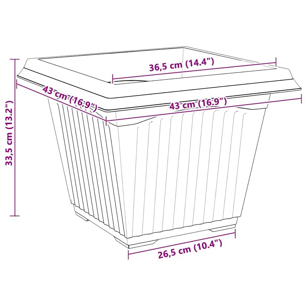 ComfortXL - Lot de 6 Grands Pots de Fleurs Carrés Plastique pour Jardin Drainage 43x43x33,5 cm Noir - ComfortXL Outdoor Living - Image 8