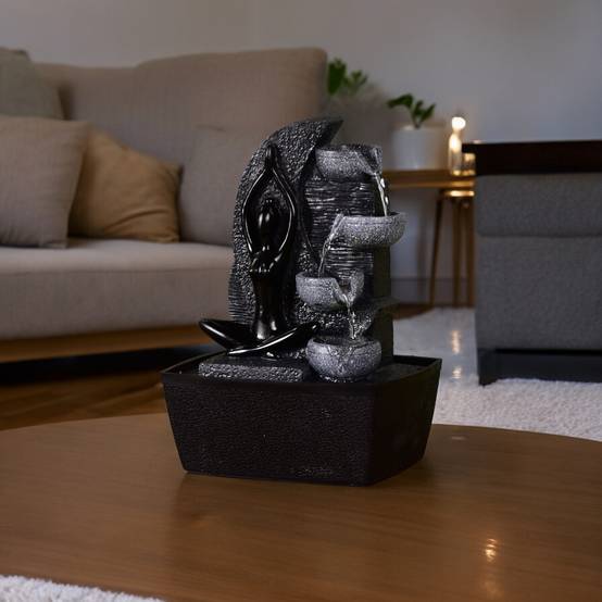 Zen Light - Fontaine d'Intérieur Cascade Yama - Mur d'Eau Zen - Fontaine Yoga - Décoration Ambiance Relaxante Méditation - H 25cm – Zen'Light - Image 4