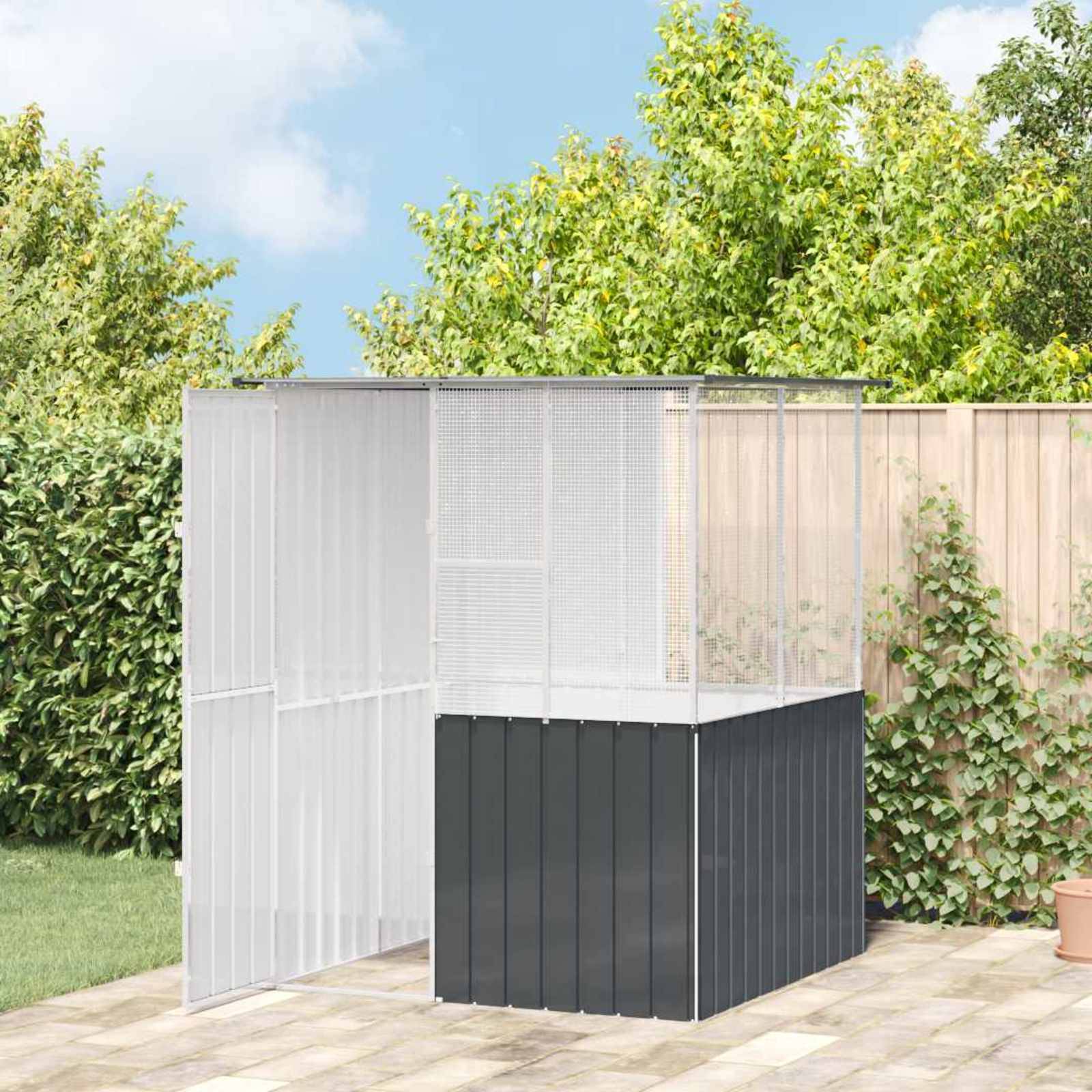 Petite Volière Jardin Acier Galvanisé 154x154cm Anthracite - ComfortXL Outdoor Living - Image 1