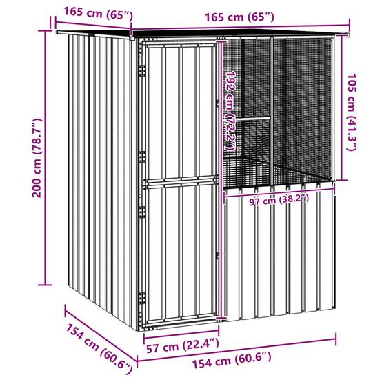 Petite Volière Jardin Acier Galvanisé 154x154cm Anthracite - ComfortXL Outdoor Living - Image 7