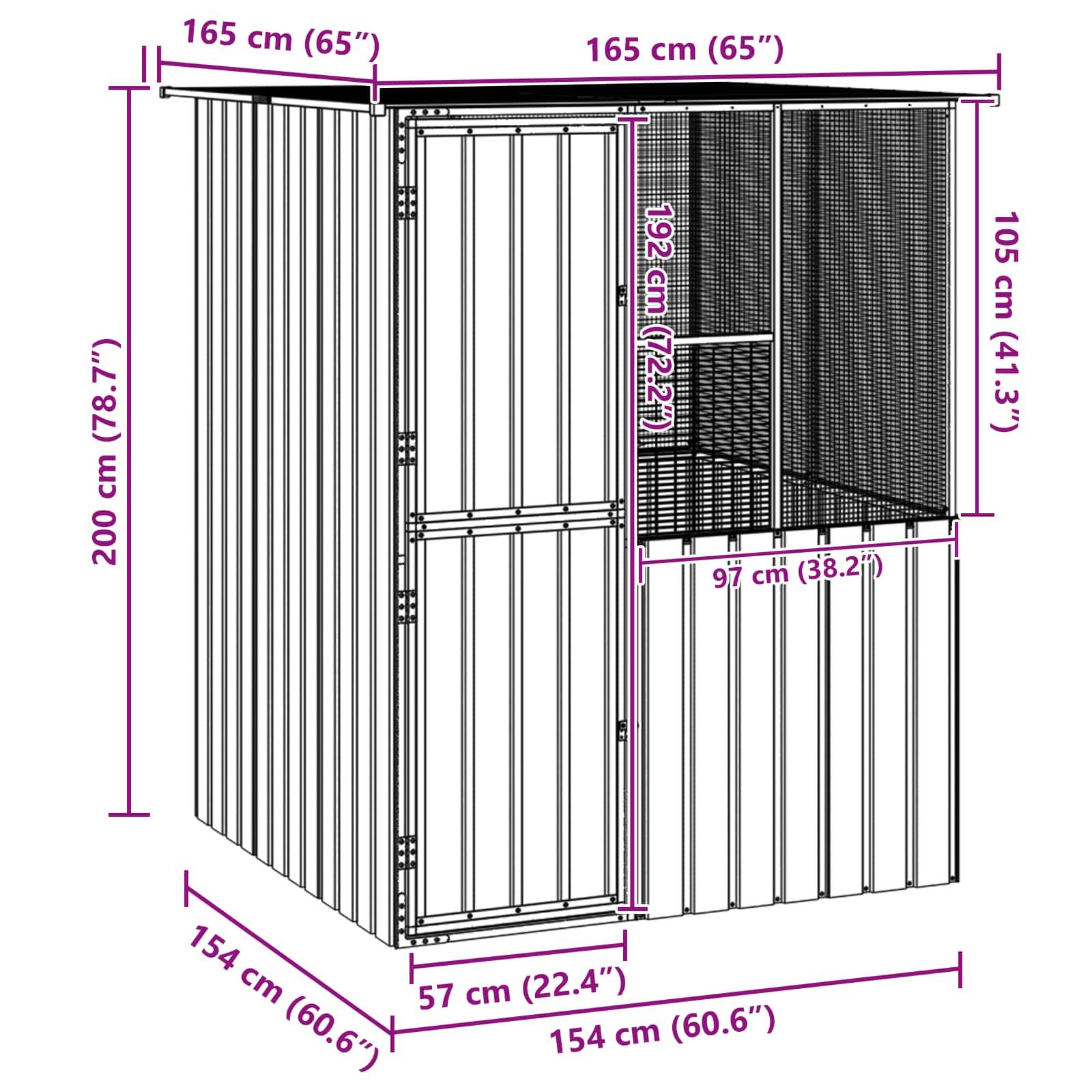 Petite Volière Jardin Acier Galvanisé 154x154cm Anthracite - ComfortXL Outdoor Living - Image 7