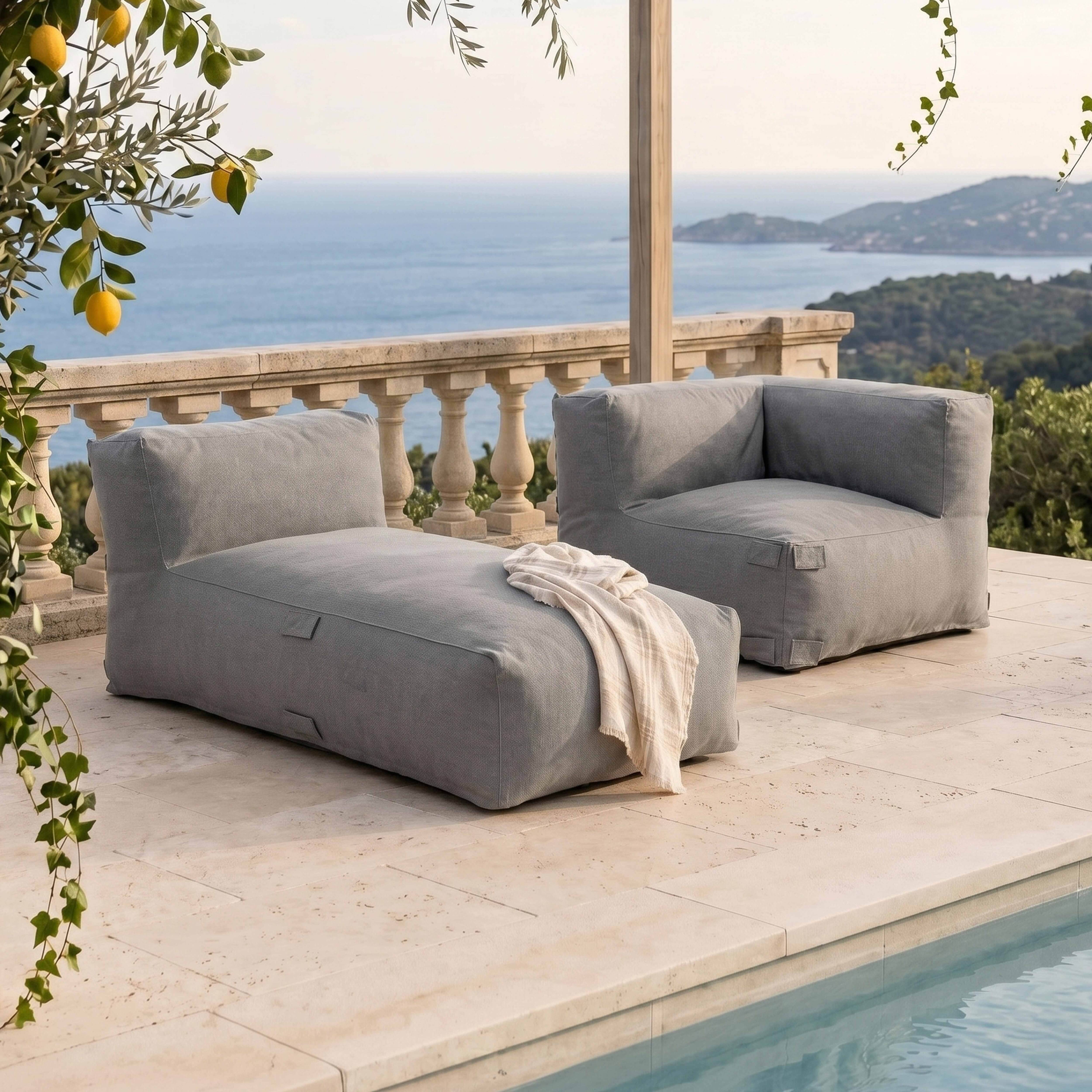 Oviala - Salon de jardin modulable un fauteuil d'angle et une méridienne gris  Mixi - Oviala - Image 3