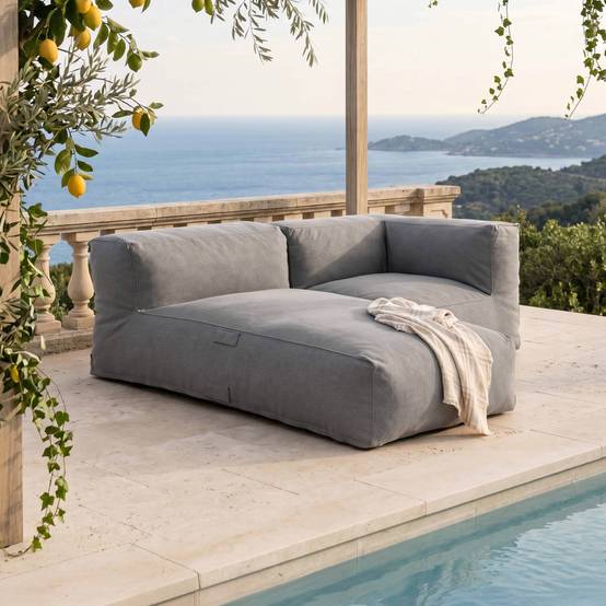 Oviala - Salon de jardin modulable un fauteuil d'angle et une méridienne gris Mixi - Oviala - Image 1