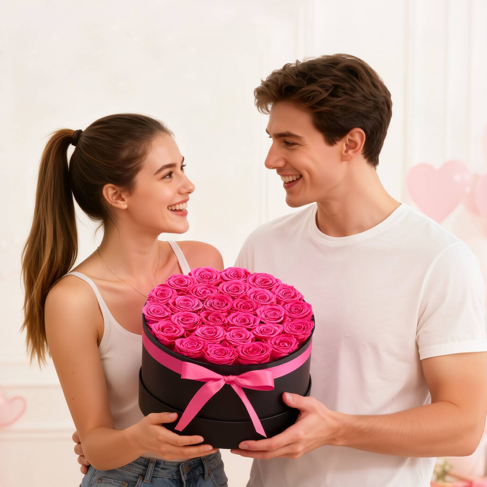 VEVOR Rose Éternelle Fleurs Éternelles Préservées 27 PCS Boîte Ronde Rouge Rose - Image 8