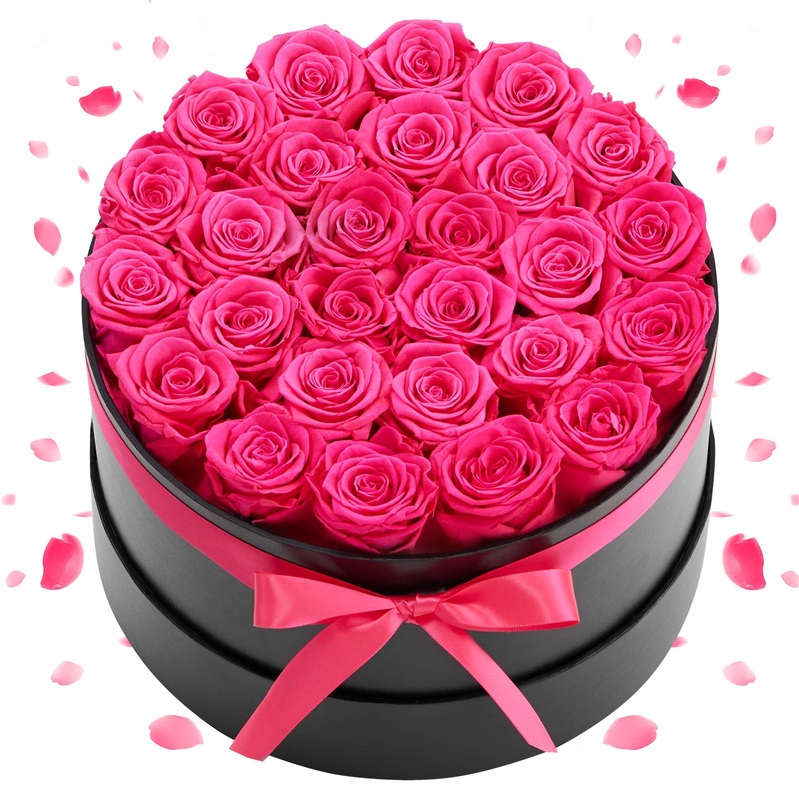 VEVOR Rose Éternelle Fleurs Éternelles Préservées 27 PCS Boîte Ronde Rouge Rose - Image 1