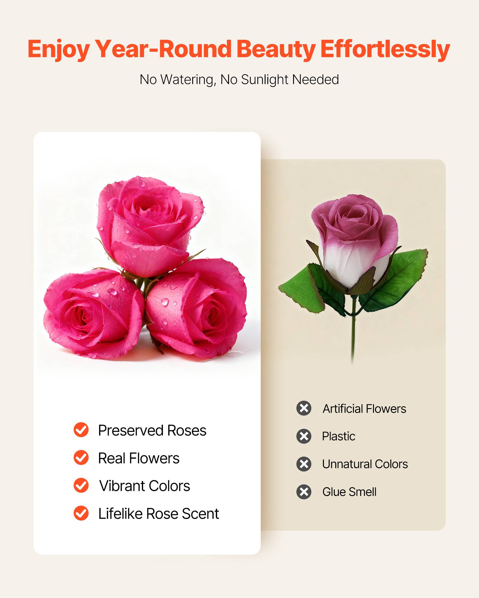 VEVOR Rose Éternelle Fleurs Éternelles Préservées 27 PCS Boîte Ronde Rouge Rose - Image 4