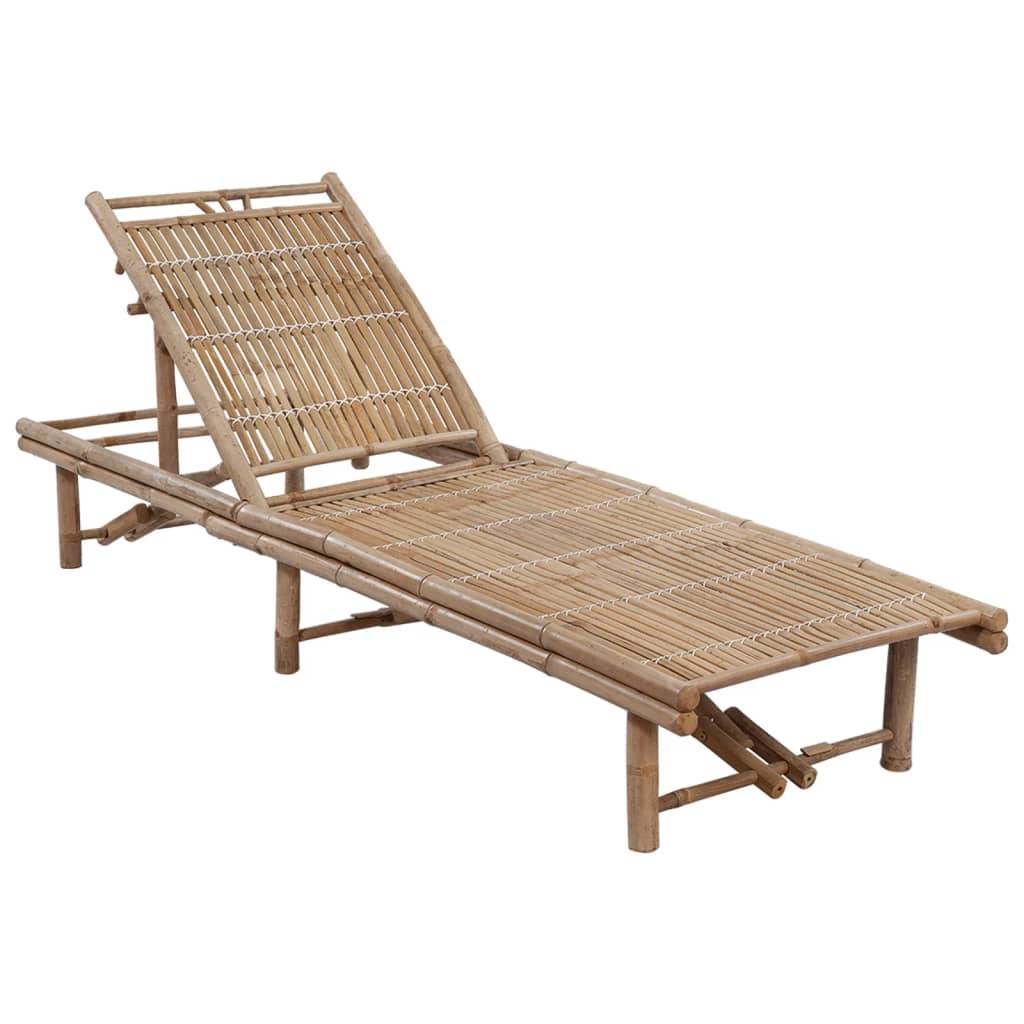 Bain de soleil - Transat - Chaise longue avec coussin Bambou - MEUBLE PRO-JU6247