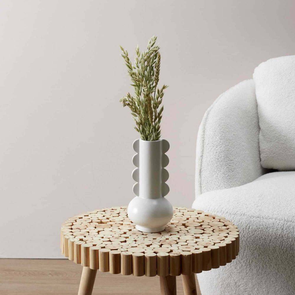 The Home Deco Factory - Vase en céramique 8 x 15 cm Lola Blanc - Imagen 2