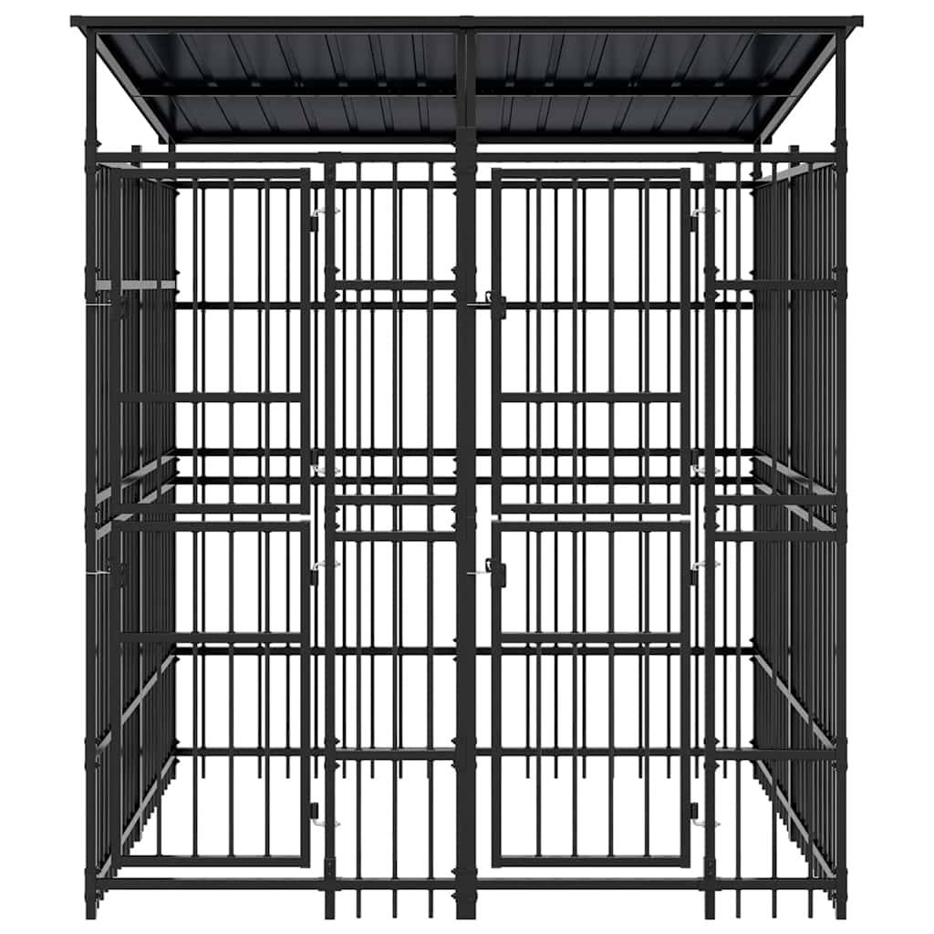 Vidaxl - Chenil d'extérieur avec toit pour chiens Acier 3,69 m² vidaXL 3097947 - Imagen 6