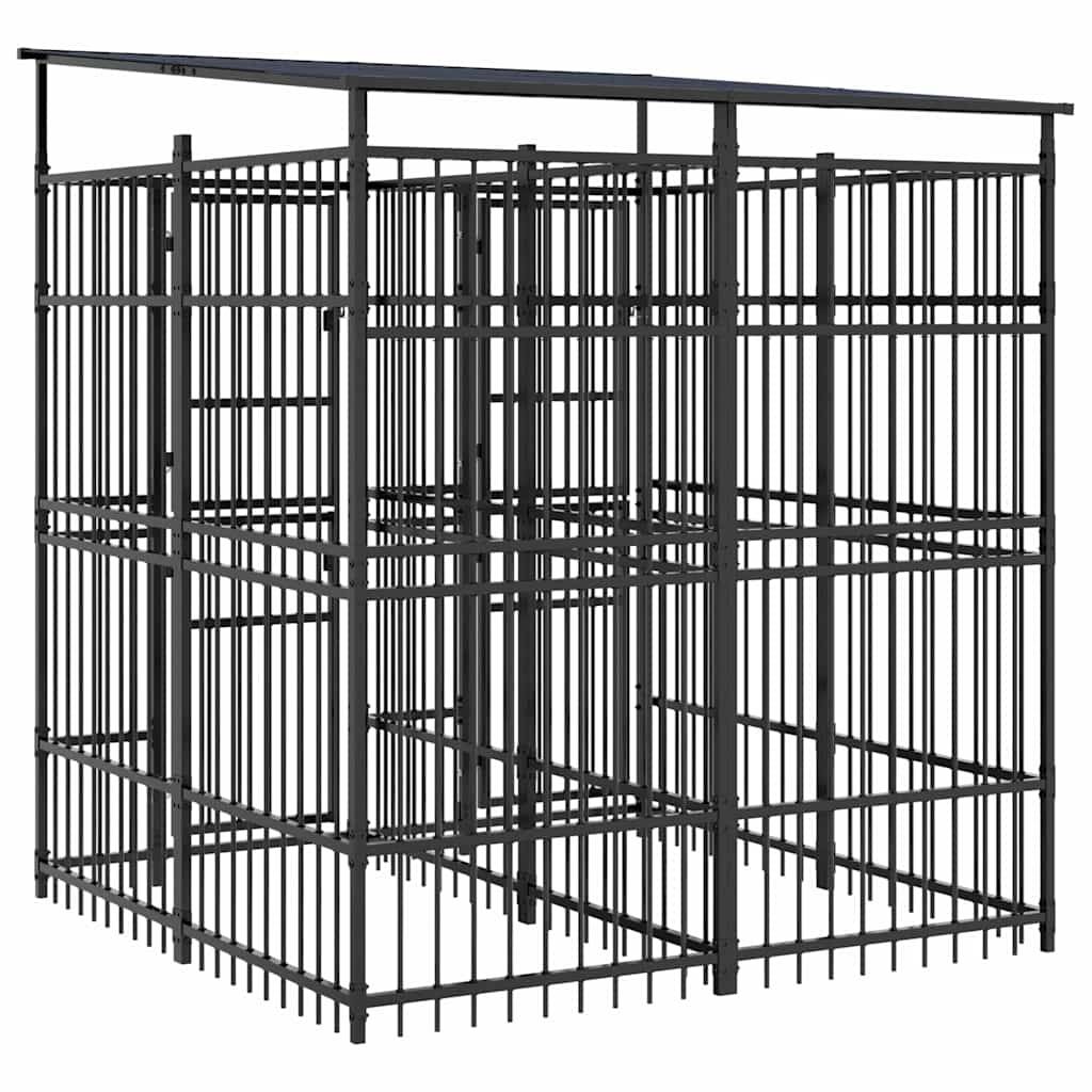 Vidaxl - Chenil d'extérieur avec toit pour chiens Acier 3,69 m² vidaXL 3097947 - Imagen 8