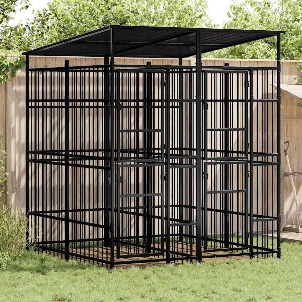 Vidaxl - Chenil d'extérieur avec toit pour chiens Acier 3,69 m² vidaXL 3097947 - Imagen 1
