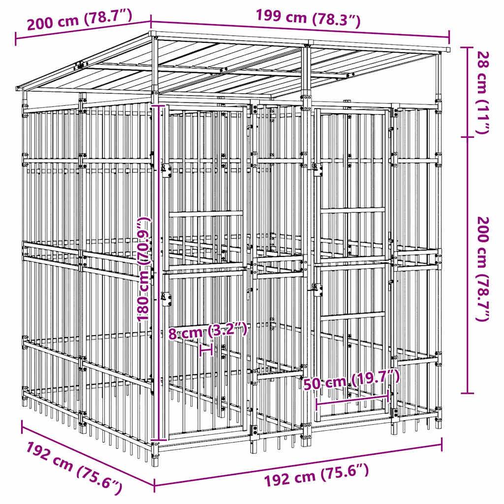 Vidaxl - Chenil d'extérieur avec toit pour chiens Acier 3,69 m² vidaXL 3097947 - Imagen 3