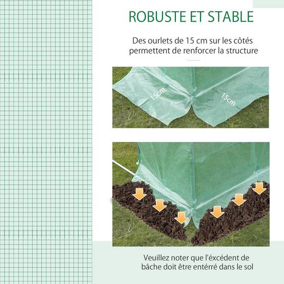 Bâche de Rechange Serre Tunnel 18 m², bâche 6 x 3 x 2 m PE Anti-UV imperméable 12 fenêtres + Porte Enroulable zippée vert - Image 8