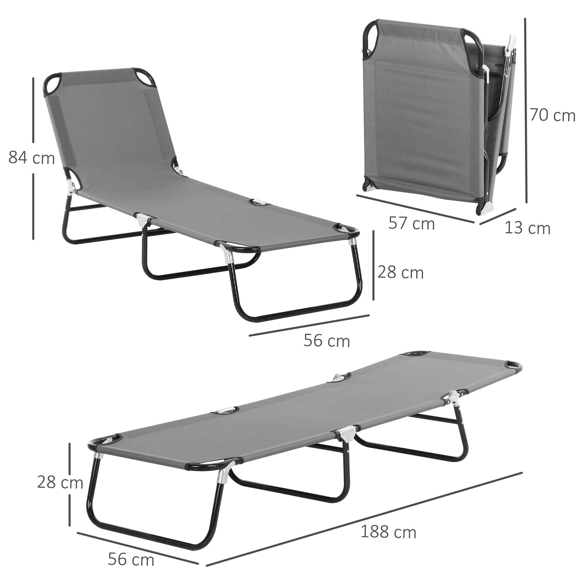 Bain de Soleil Pliable Acier Jardin Transat Réglable 5 Positions Gris 188cm - ComfortXL Outdoor Living - Image 2