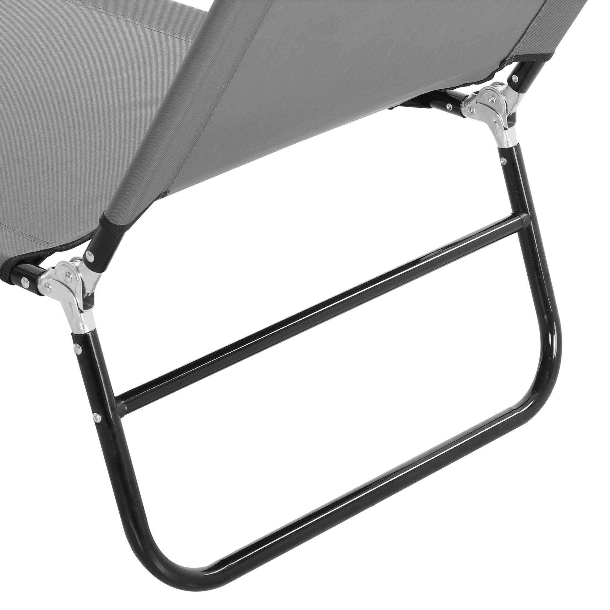 Bain de Soleil Pliable Acier Jardin Transat Réglable 5 Positions Gris 188cm - ComfortXL Outdoor Living - Image 7