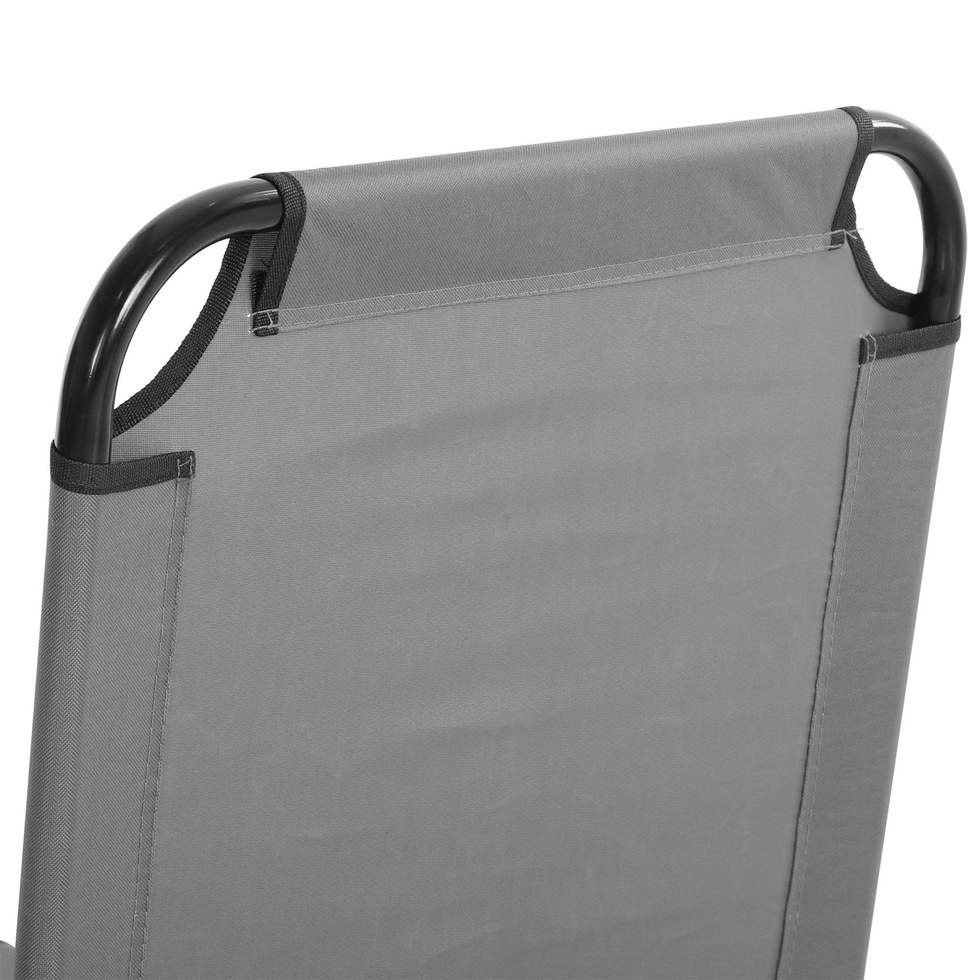 Bain de Soleil Pliable Acier Jardin Transat Réglable 5 Positions Gris 188cm - ComfortXL Outdoor Living - Image 6