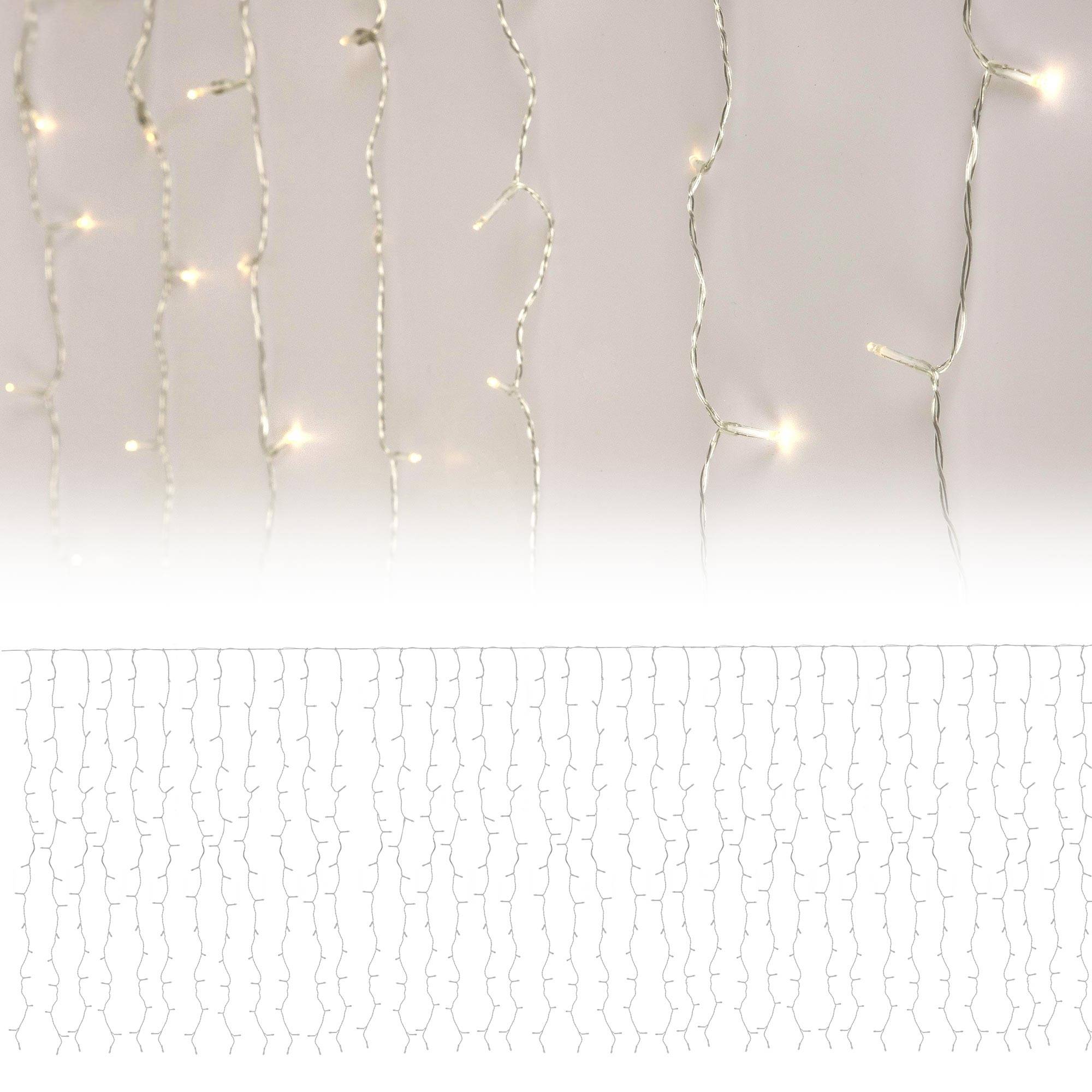 Ecd-Germany - Rideau pendant lumineux de Noël 240 LED blanc chaud IP44 2m intérieur/extérieur - Imagen 3
