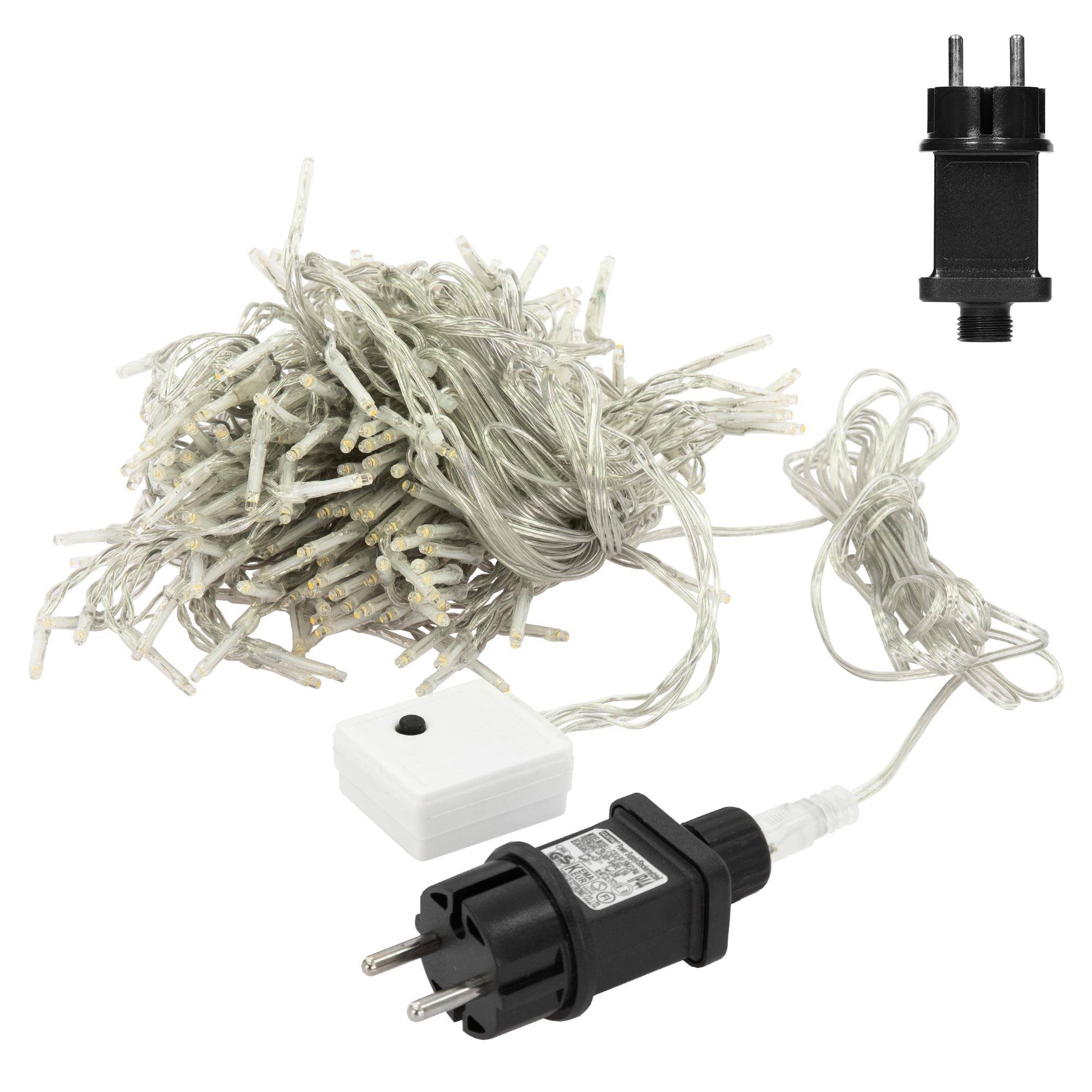 Ecd-Germany - Rideau pendant lumineux de Noël 240 LED blanc chaud IP44 2m intérieur/extérieur - Imagen 4