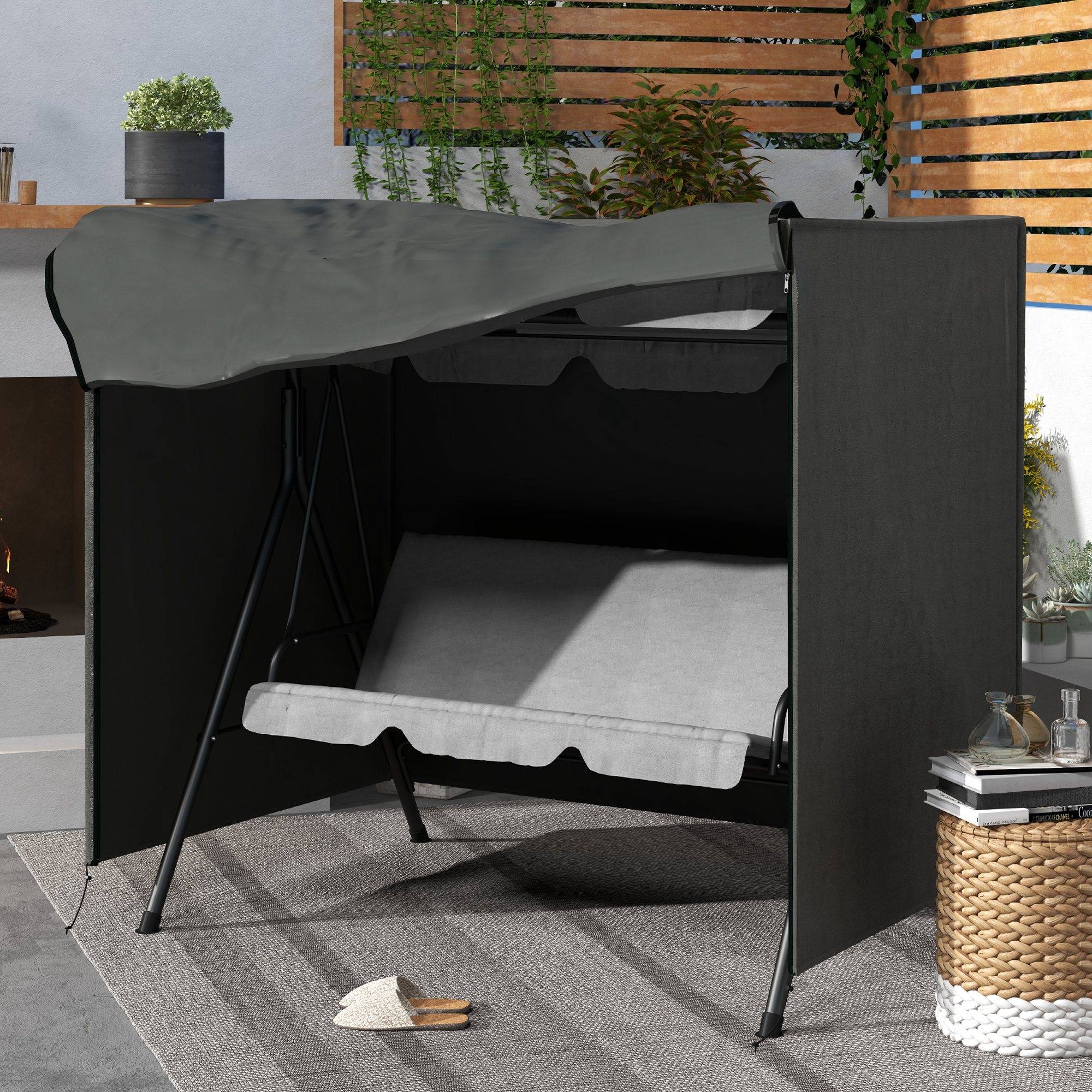 Housse de protection pour balancelle de jardin, housse imperméable pour balancelle Hollywood, 177 x 114 x 152 cm, grise - Image 3