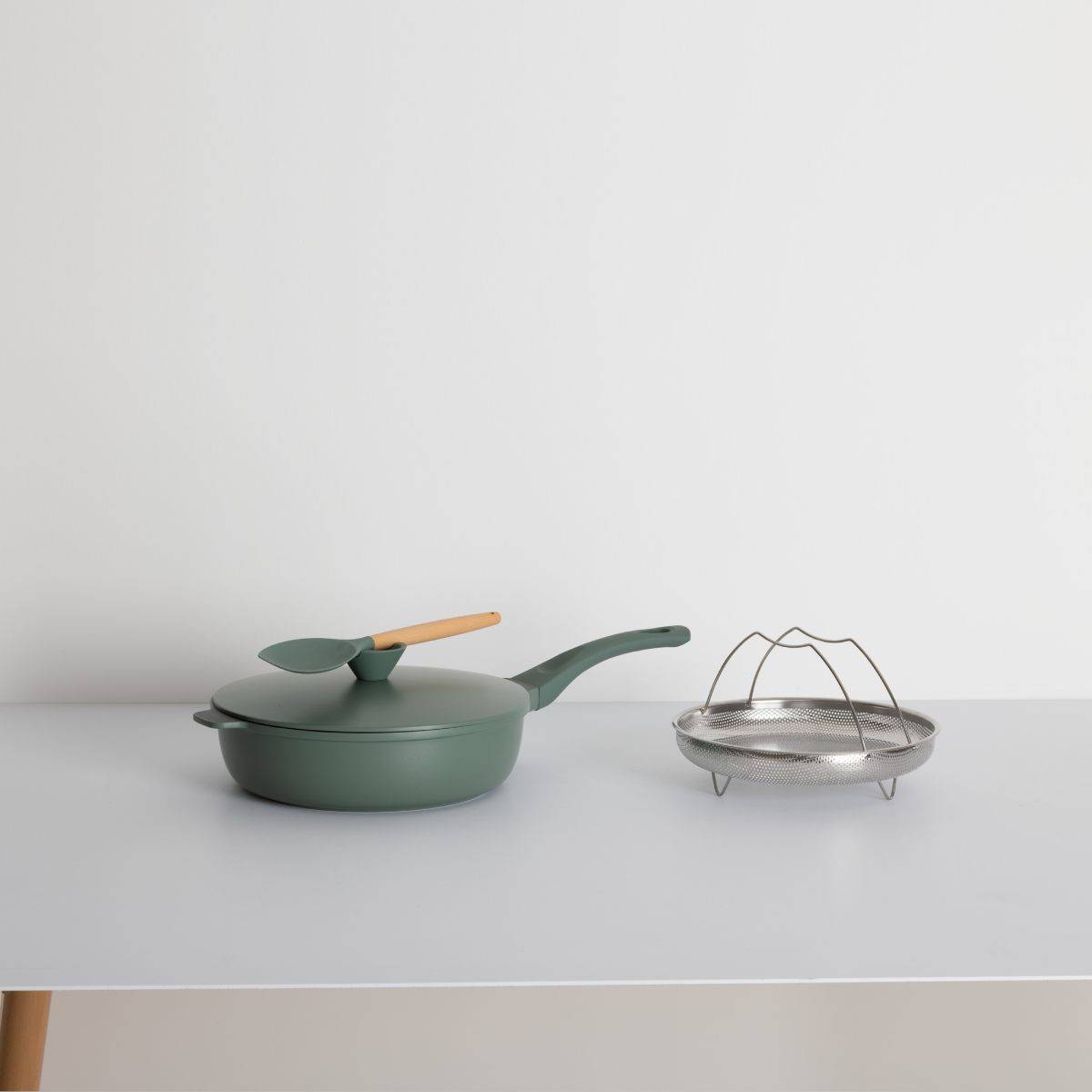 Sauteuse Avec Panier Vapeur "Kirk" 28cm Vert - Image 9